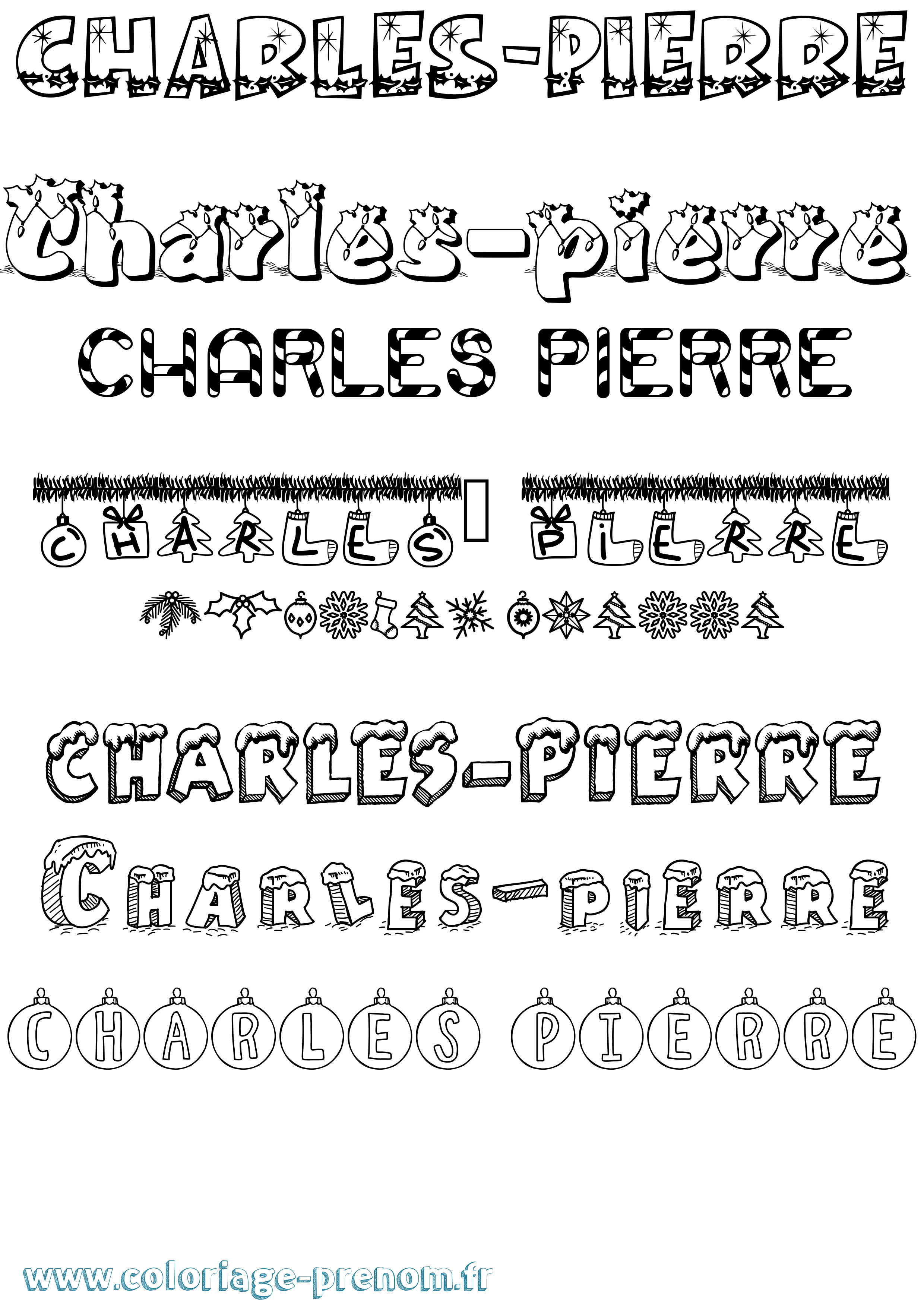 Coloriage Charles-Pierre Noël Coloriage prénom Charles-Pierre Noël