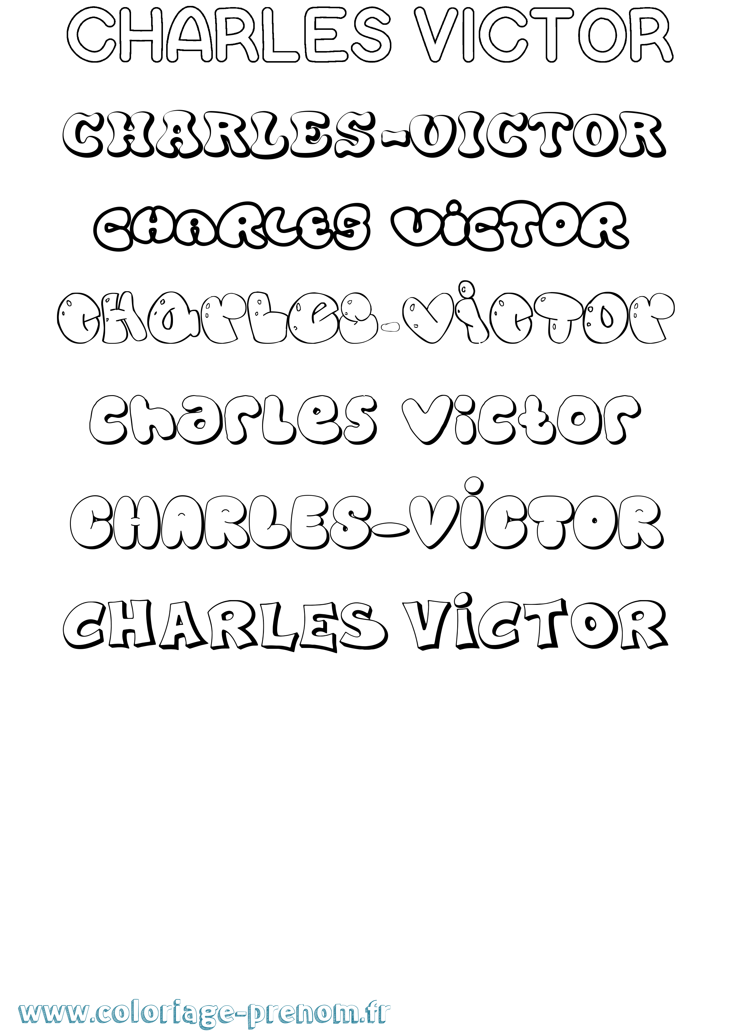 Coloriage Charles-Victor Bubble Coloriage prénom Charles-Victor Bubble