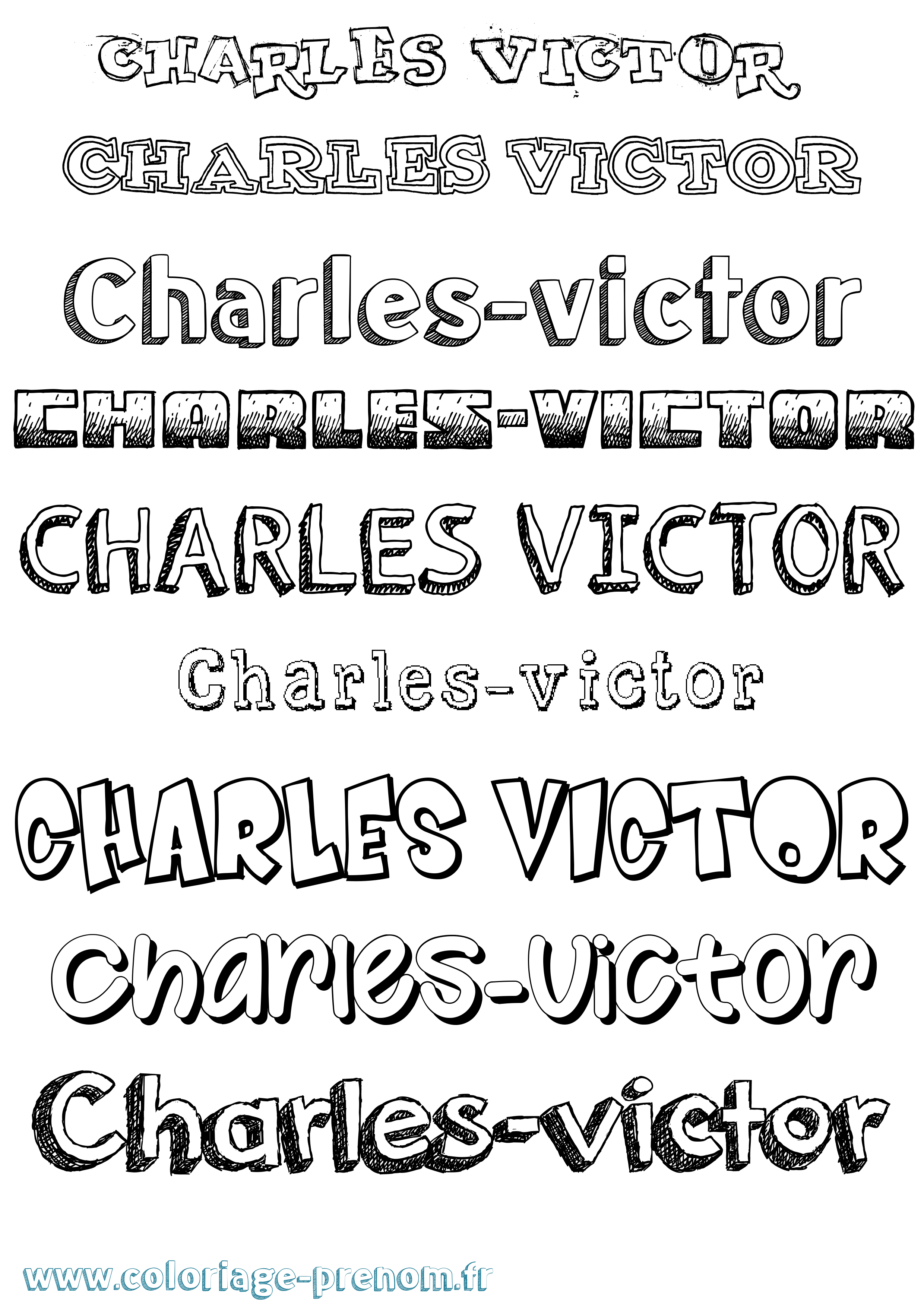 Coloriage Charles-Victor Dessiné Coloriage prénom Charles-Victor Dessiné
