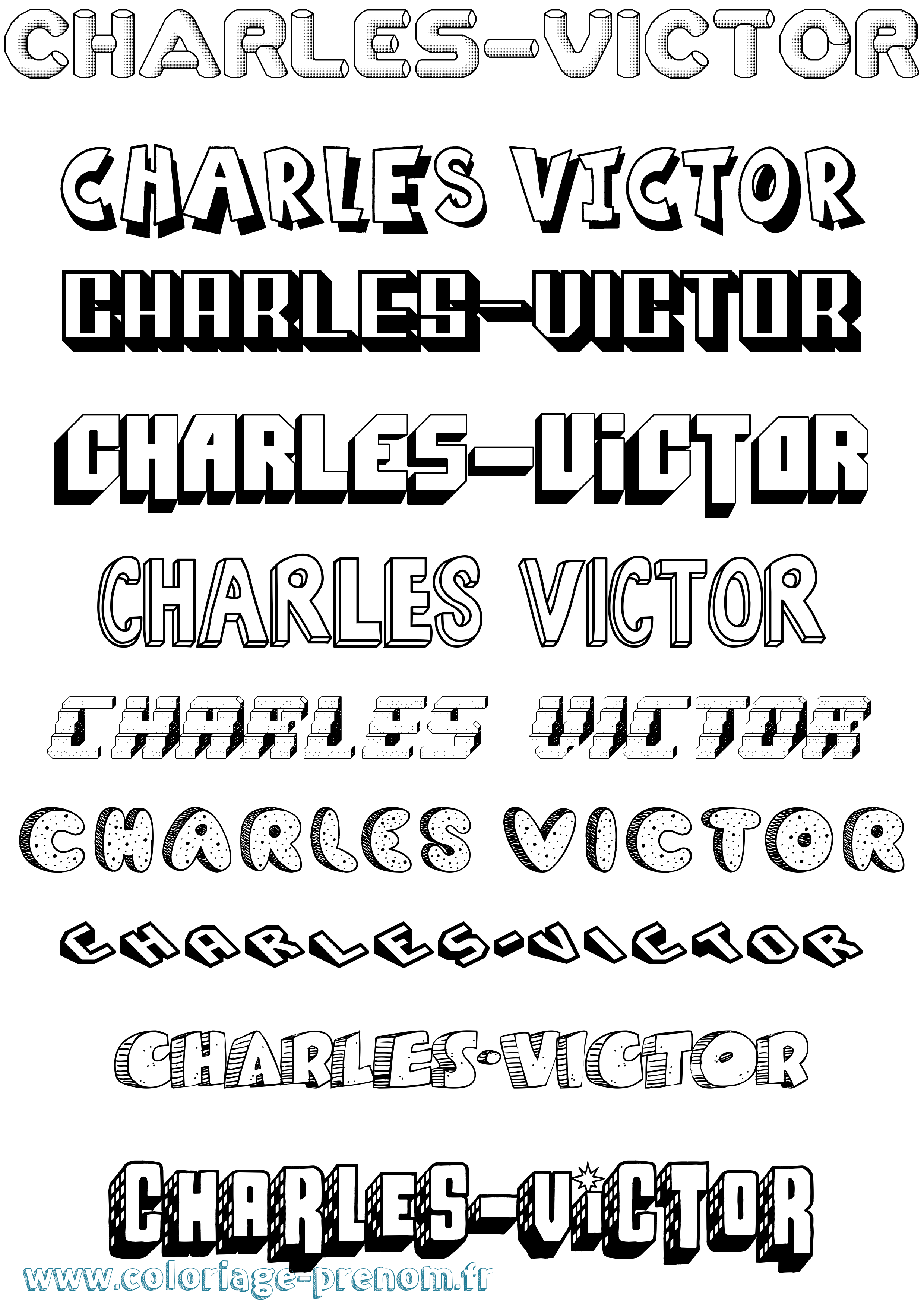 Coloriage Charles-Victor Effet 3D Coloriage prénom Charles-Victor Effet 3D