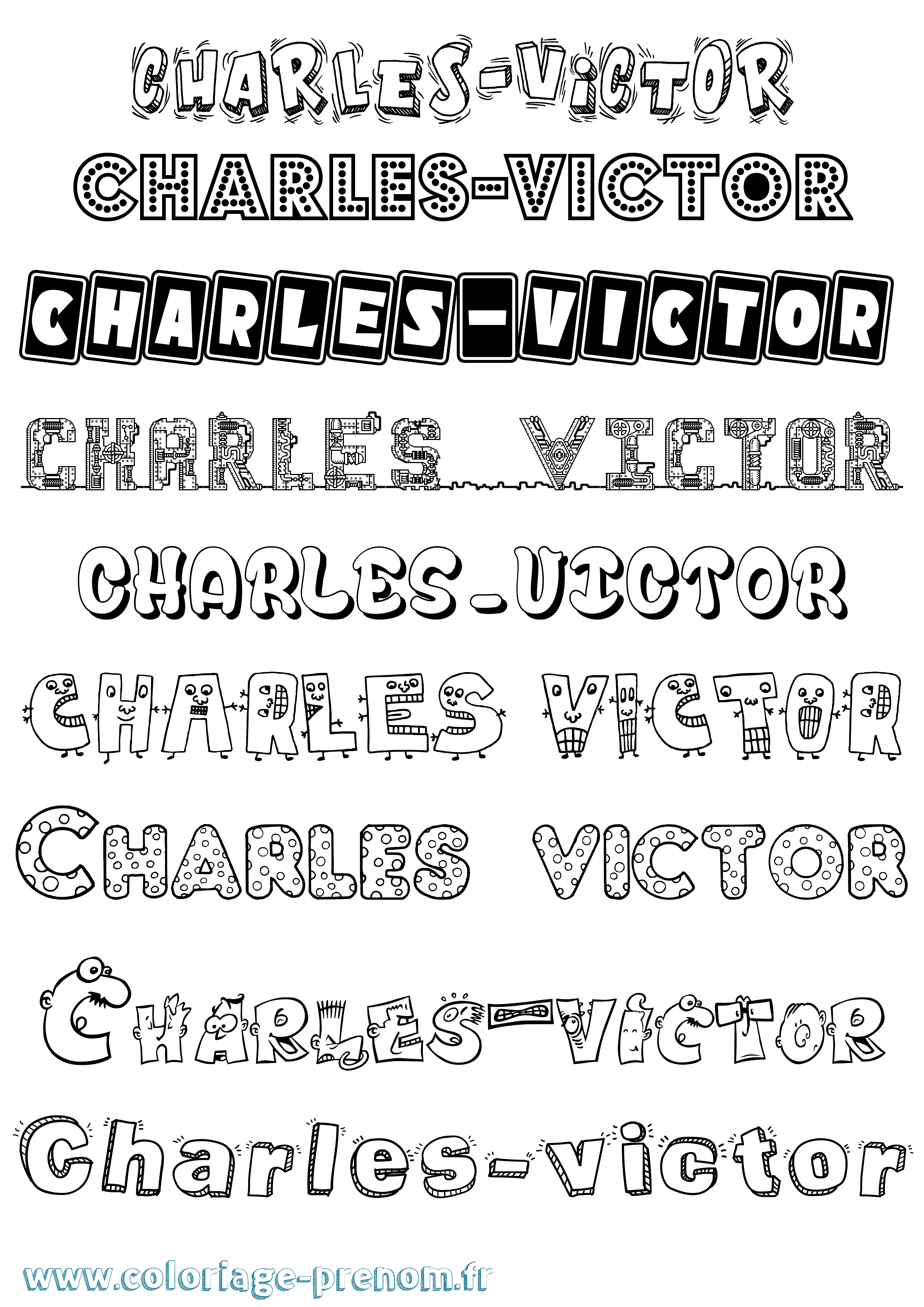 Coloriage Charles-Victor Fun Coloriage prénom Charles-Victor Fun