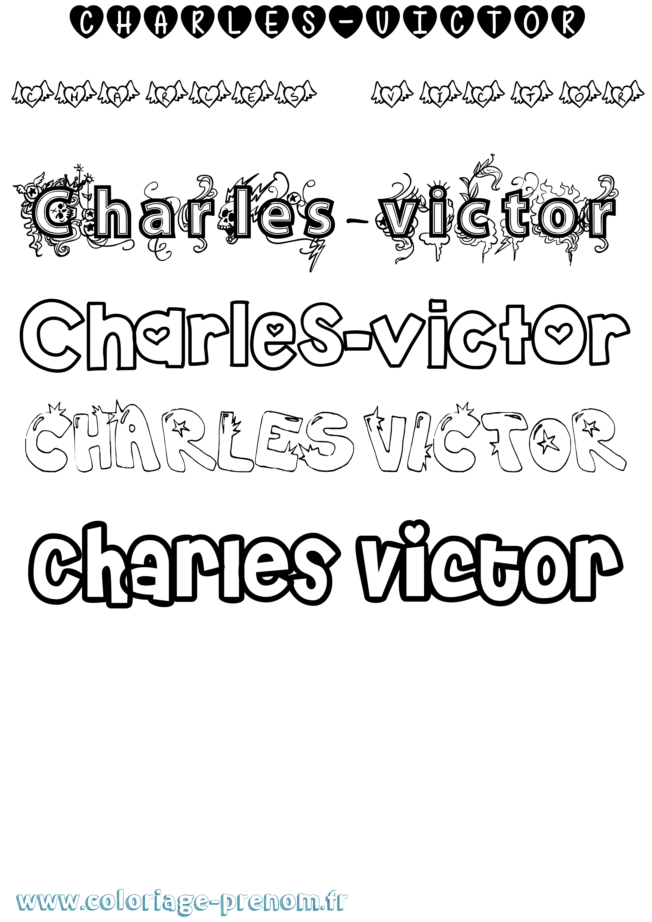 Coloriage Charles-Victor Girly Coloriage prénom Charles-Victor Girly
