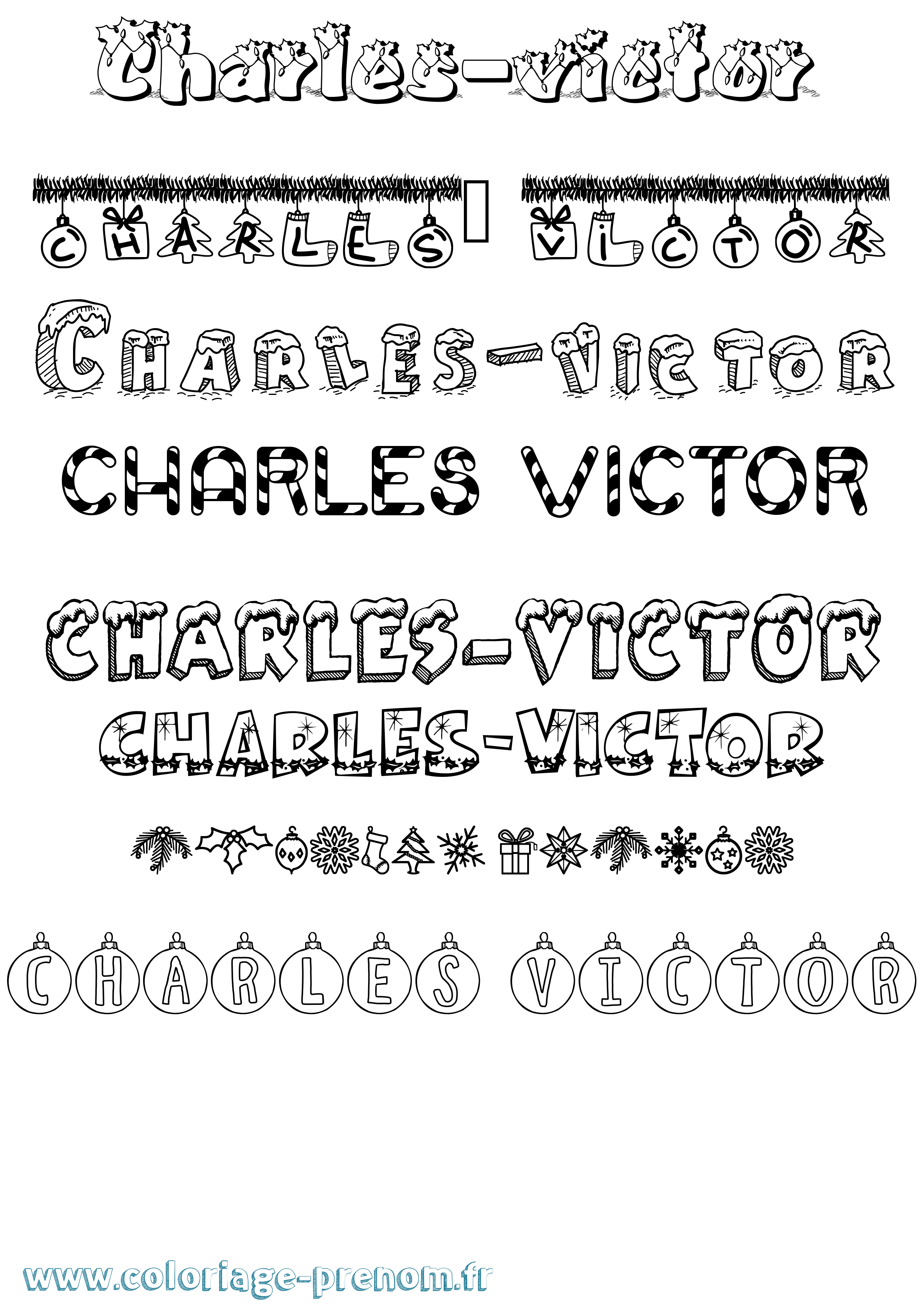 Coloriage Charles-Victor Noël Coloriage prénom Charles-Victor Noël