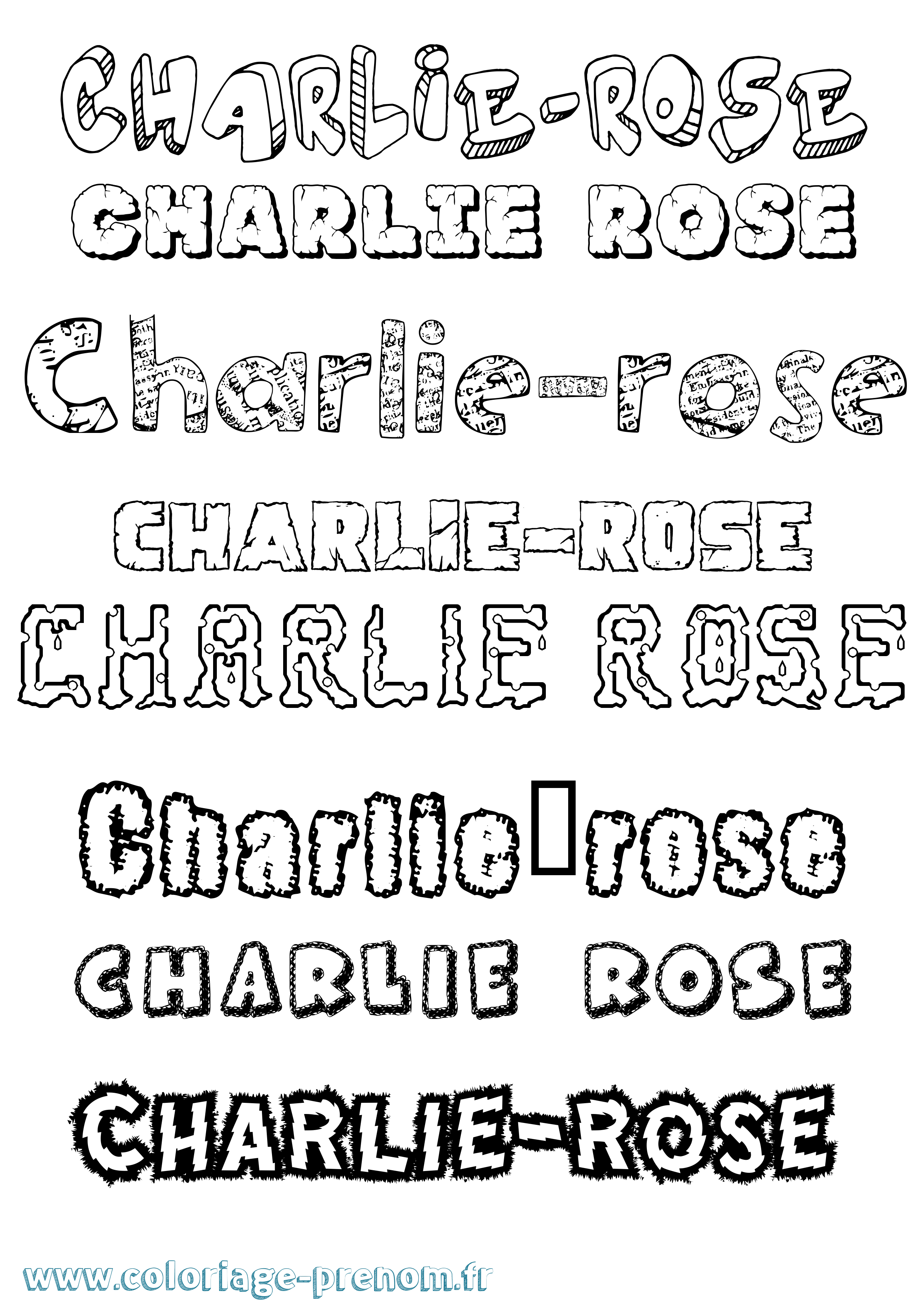 Coloriage Charlie-Rose Destructuré Coloriage prénom Charlie-Rose Destructuré
