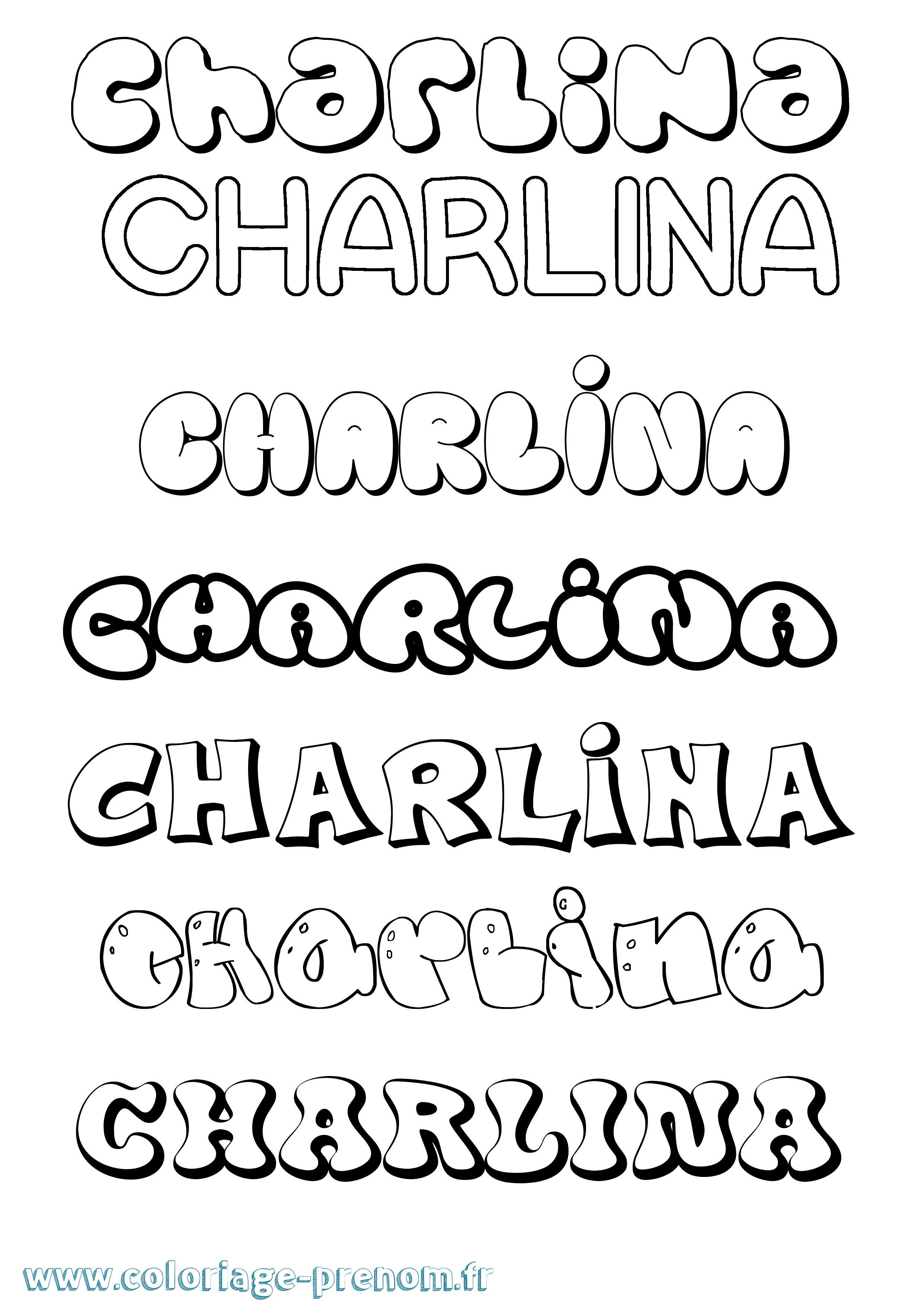 Coloriage Charlina Bubble Coloriage prénom Charlina Bubble