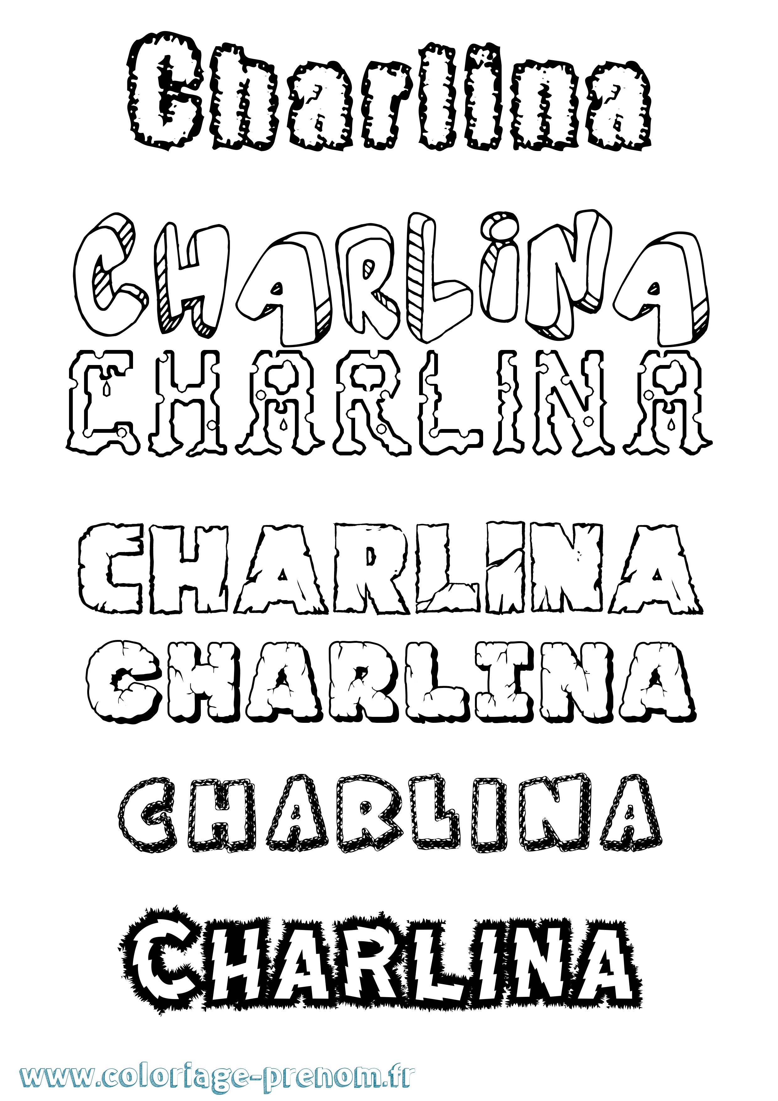Coloriage Charlina Destructuré Coloriage prénom Charlina Destructuré