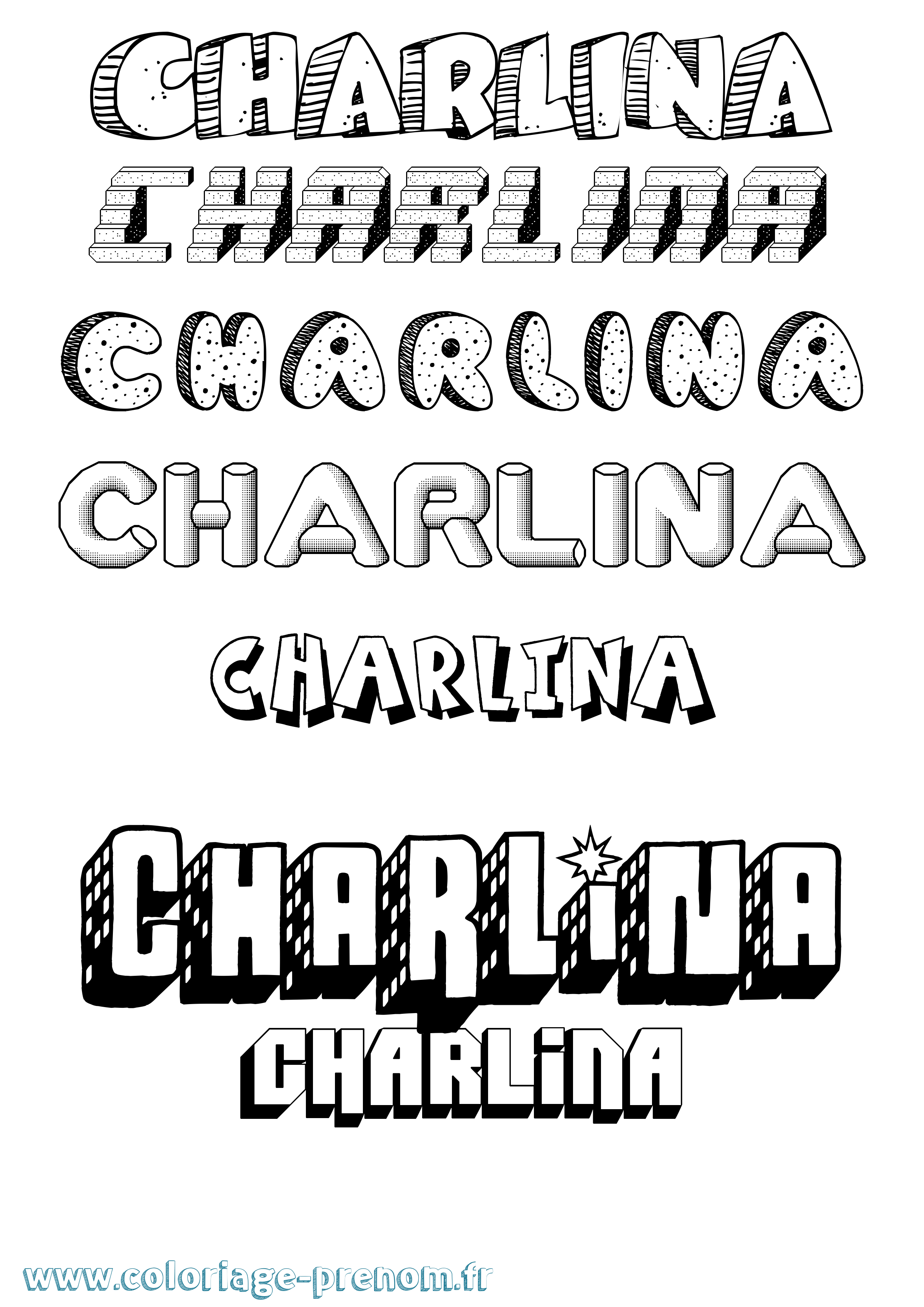Coloriage Charlina Effet 3D Coloriage prénom Charlina Effet 3D