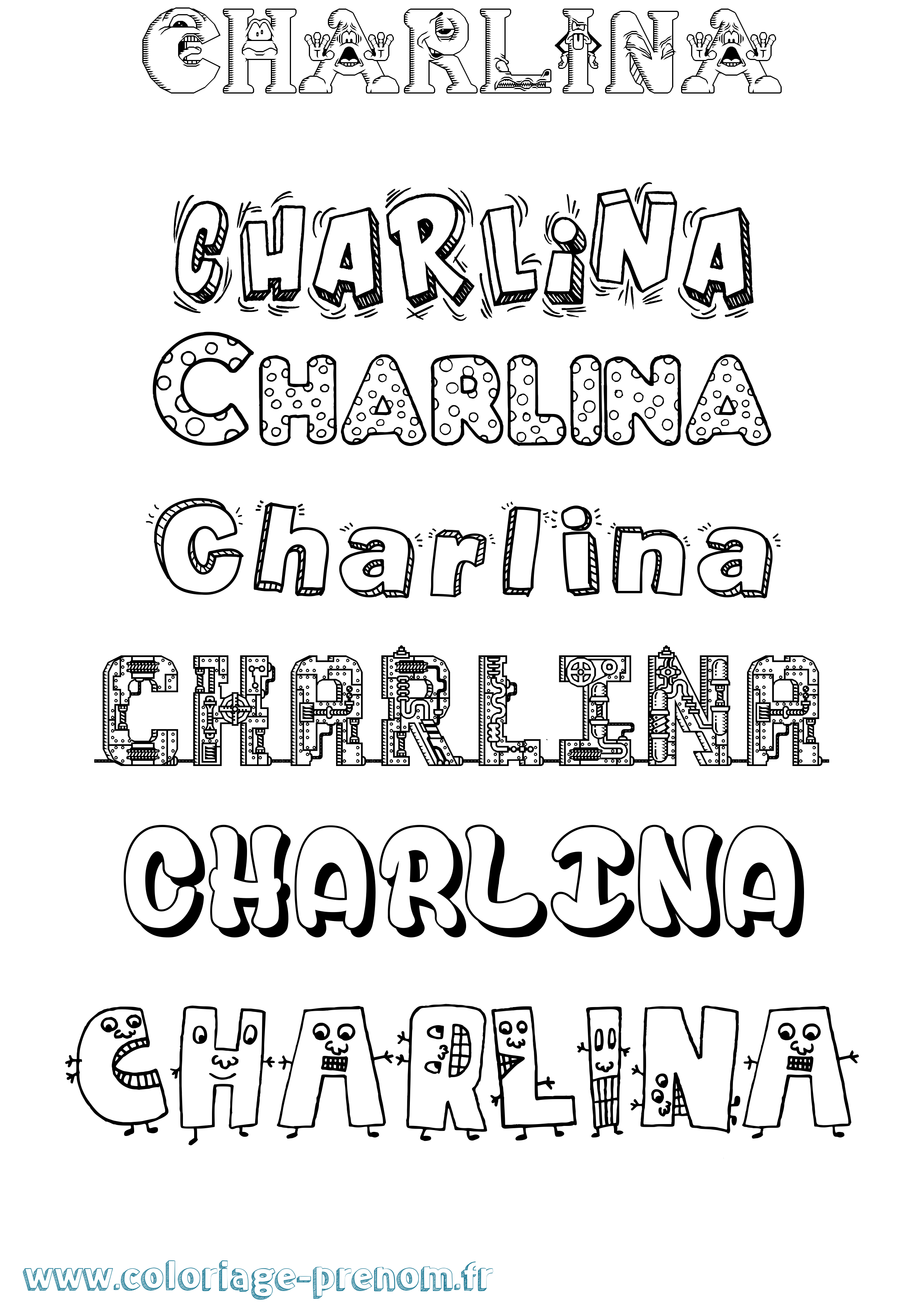 Coloriage Charlina Fun Coloriage prénom Charlina Fun