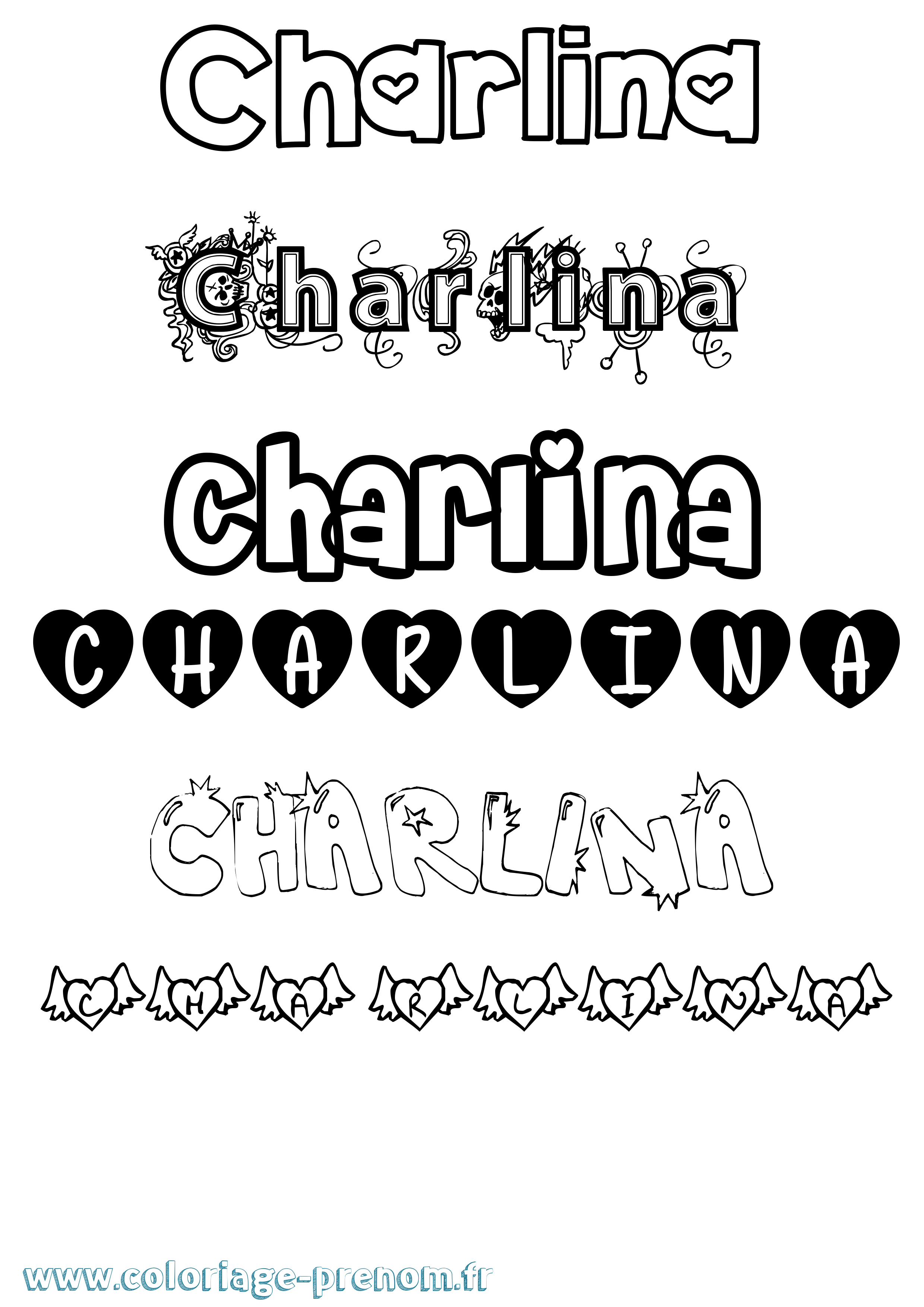 Coloriage Charlina Girly Coloriage prénom Charlina Girly