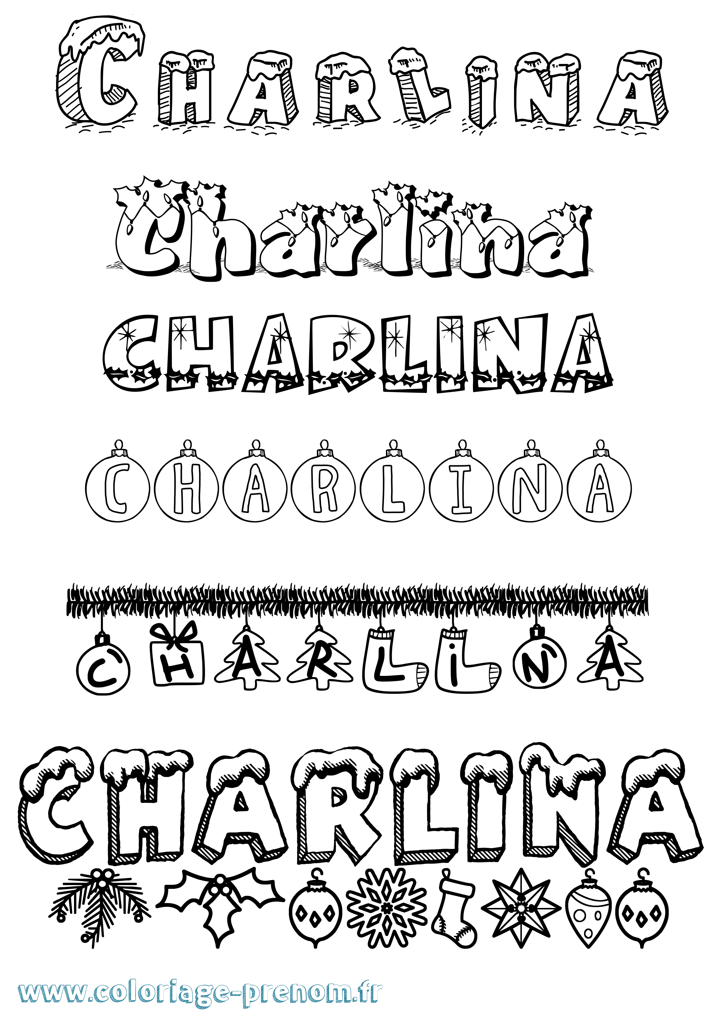 Coloriage Charlina Noël Coloriage prénom Charlina Noël