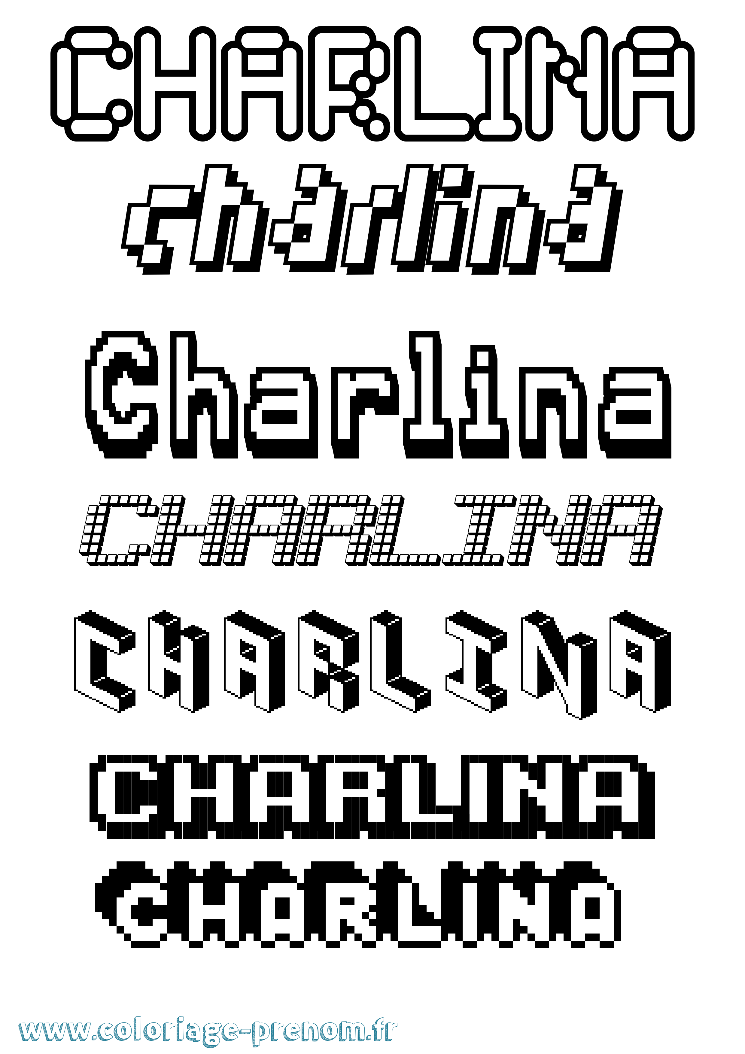 Coloriage Charlina Pixel Coloriage prénom Charlina Pixel