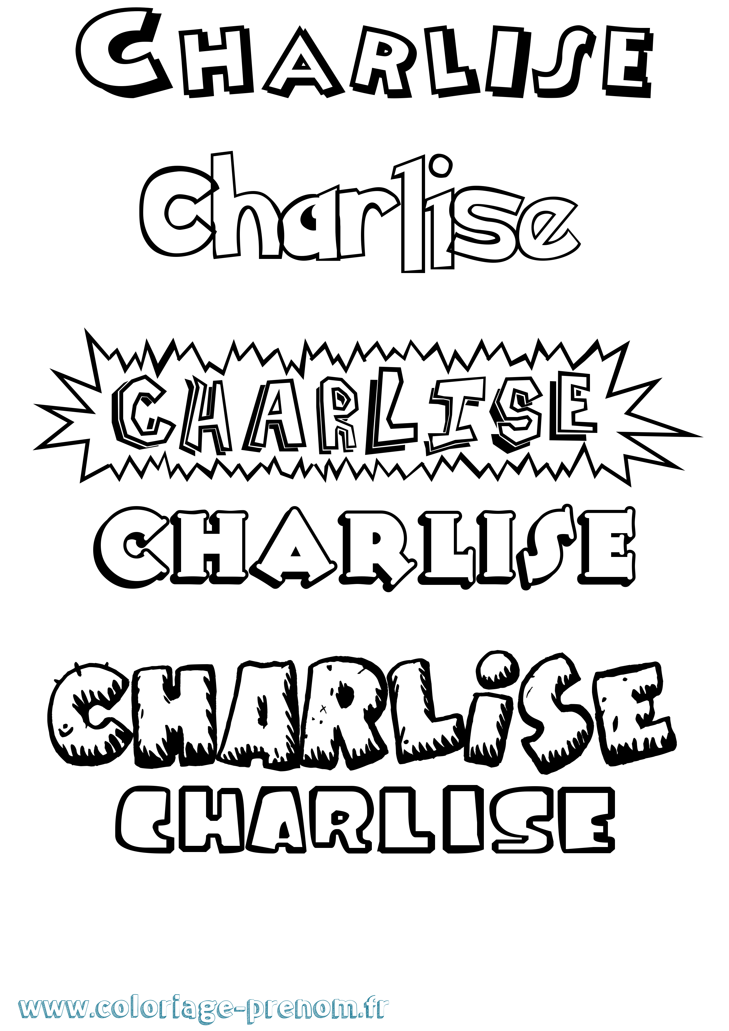 Coloriage Charlise Dessin Animé Coloriage prénom Charlise Dessin Animé