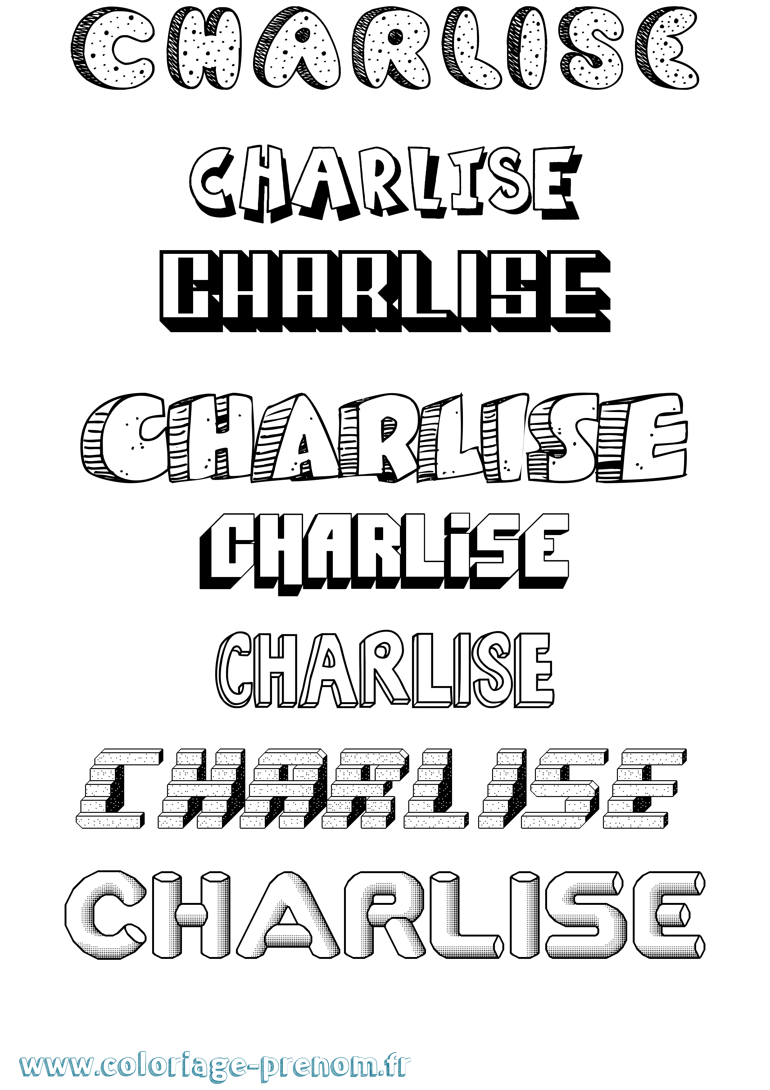 Coloriage Charlise Effet 3D Coloriage prénom Charlise Effet 3D