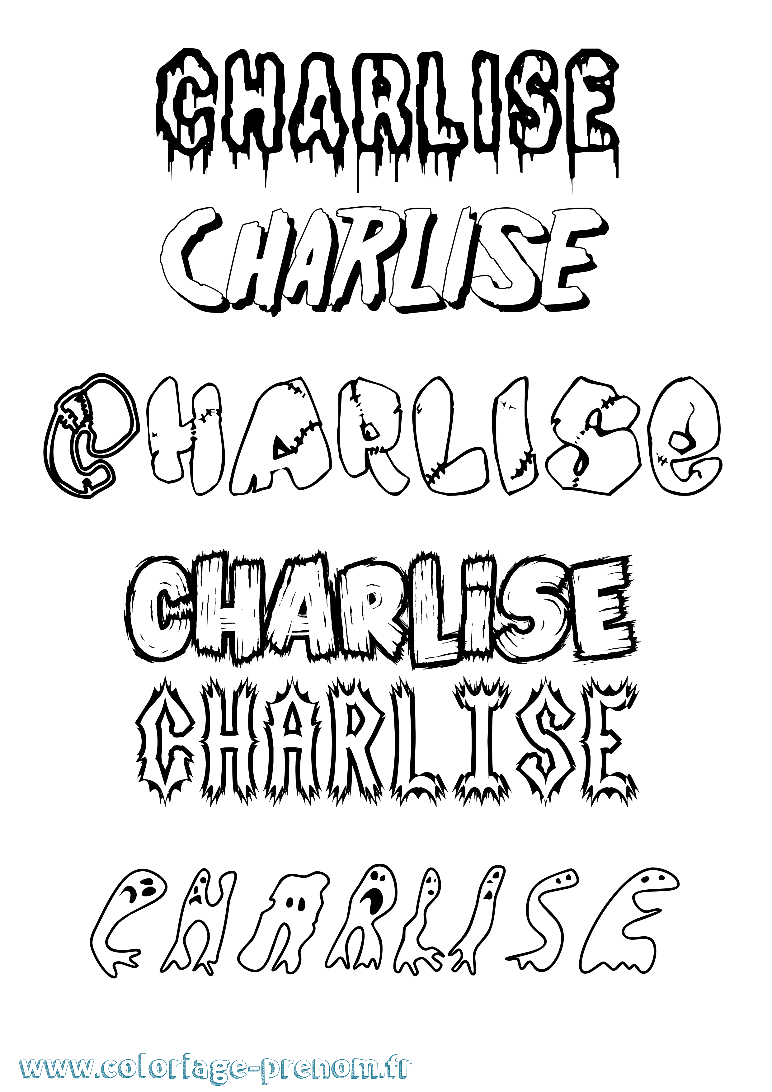 Coloriage Charlise Frisson Coloriage prénom Charlise Frisson