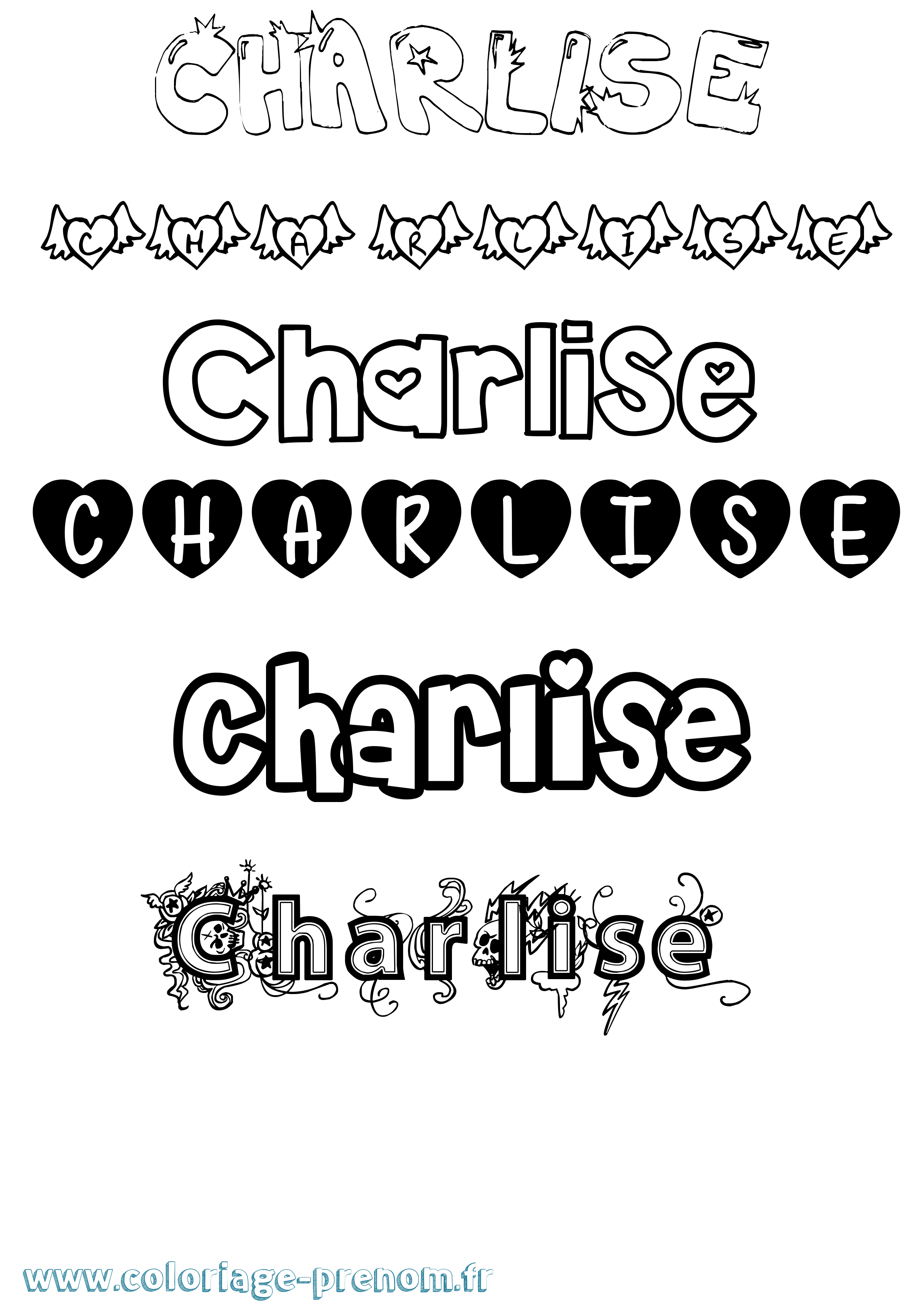 Coloriage Charlise Girly Coloriage prénom Charlise Girly