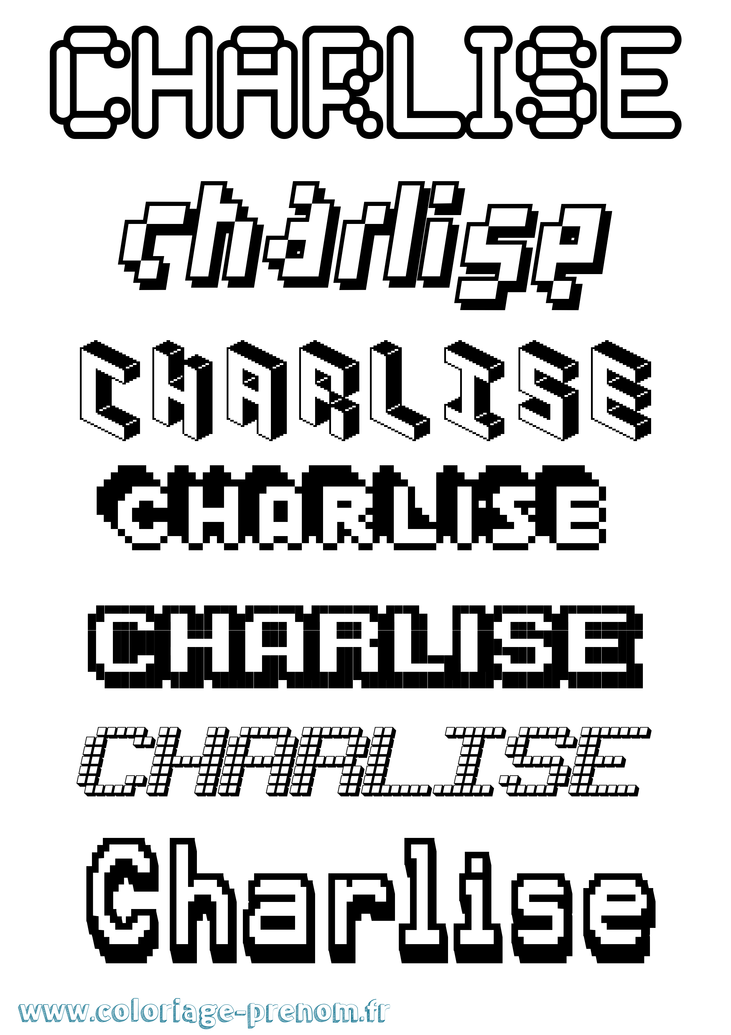 Coloriage Charlise Pixel Coloriage prénom Charlise Pixel