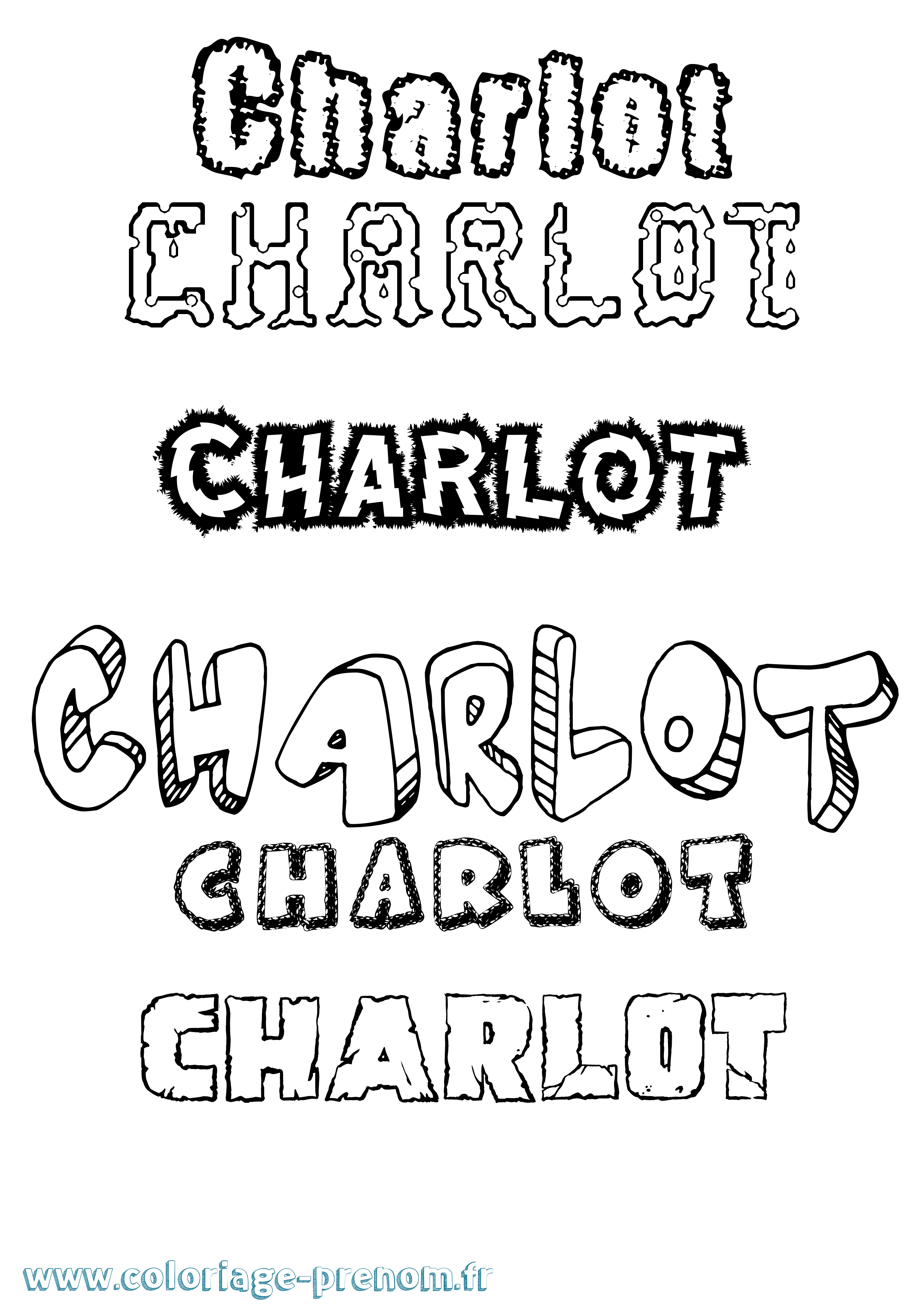 Coloriage Charlot Destructuré Coloriage prénom Charlot Destructuré