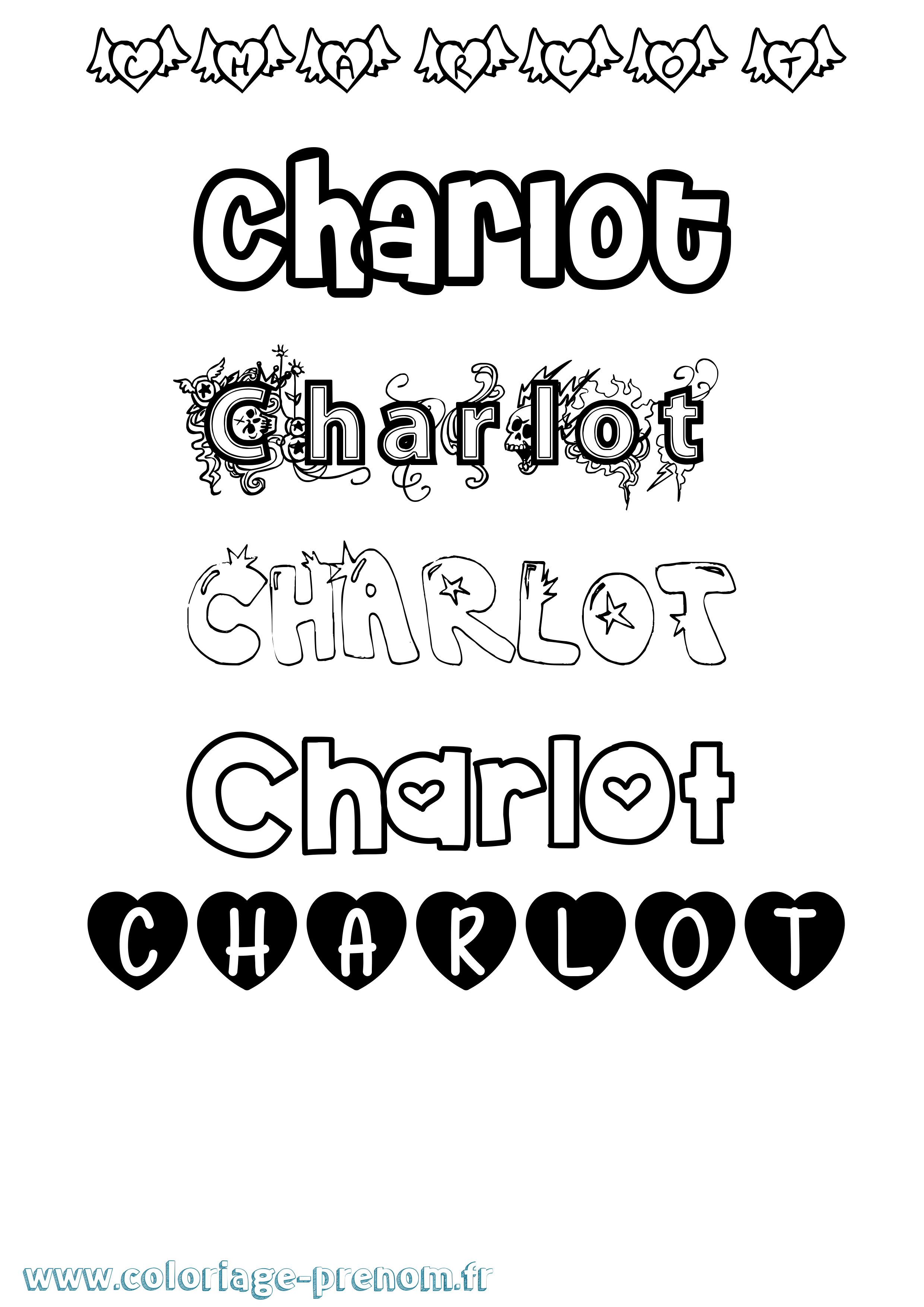 Coloriage Charlot Girly Coloriage prénom Charlot Girly