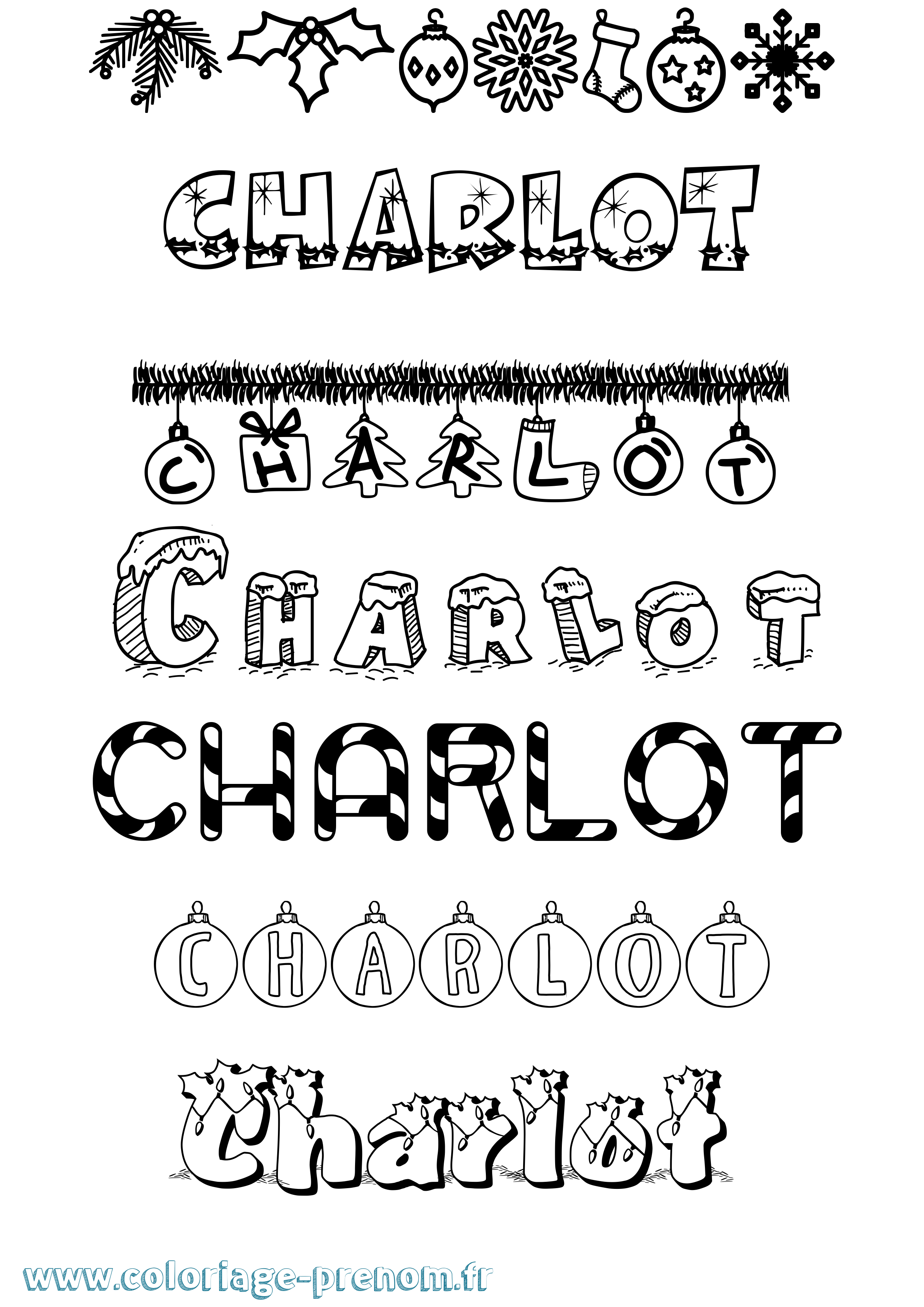 Coloriage Charlot Noël Coloriage prénom Charlot Noël
