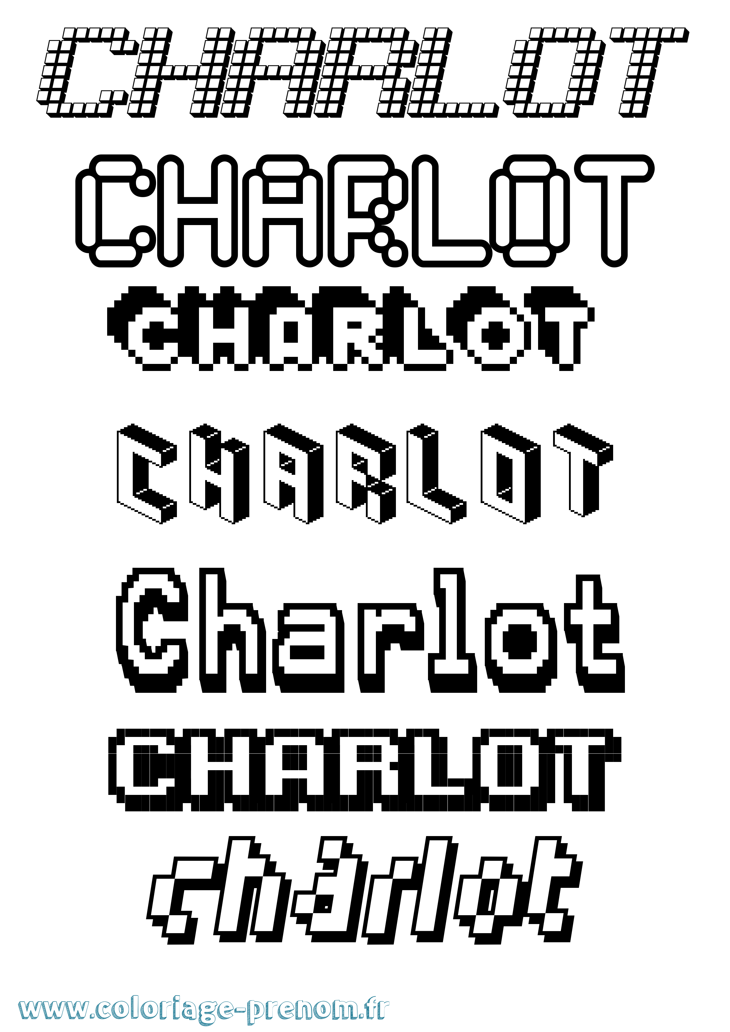 Coloriage Charlot Pixel Coloriage prénom Charlot Pixel