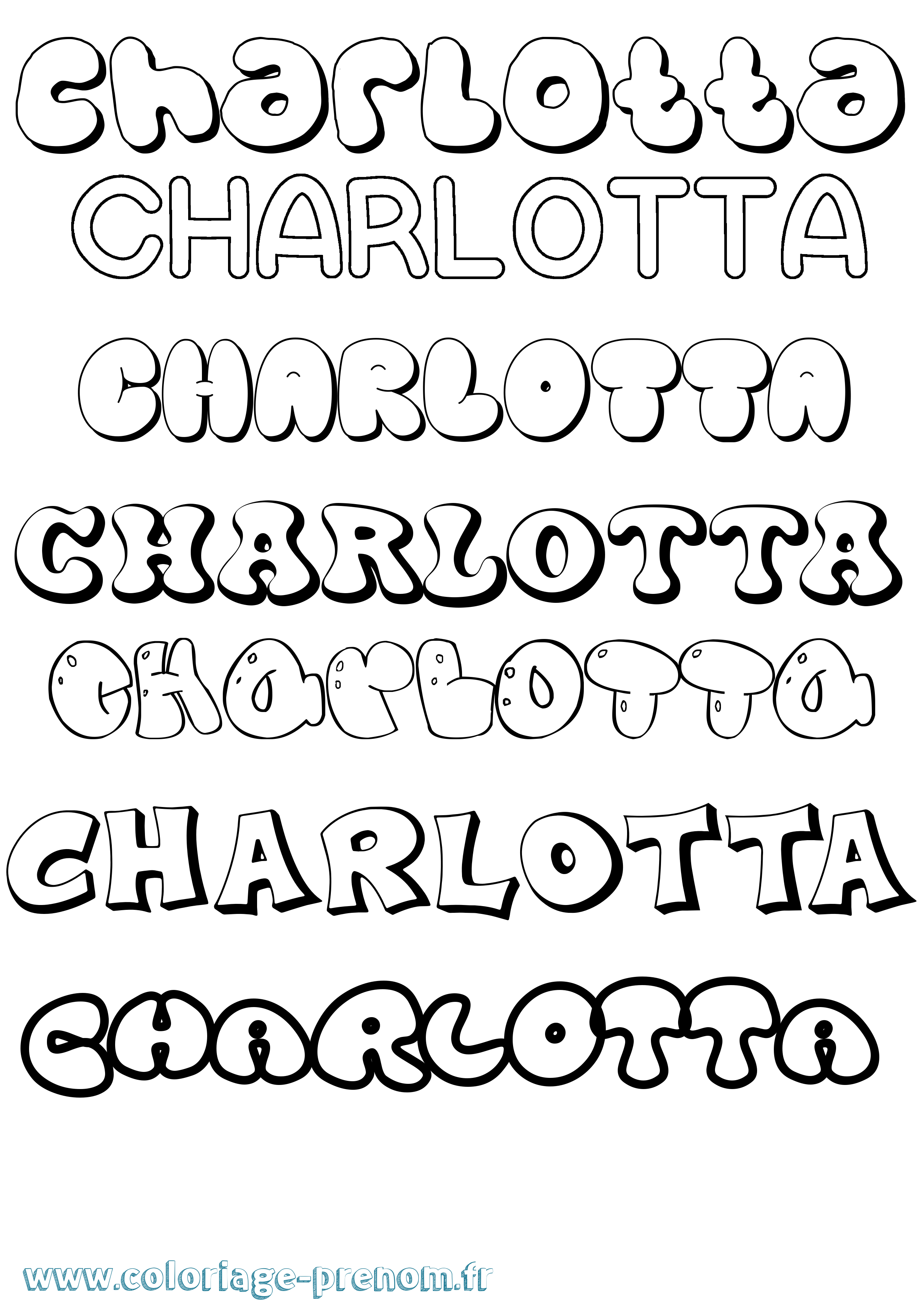 Coloriage Charlotta Bubble Coloriage prénom Charlotta Bubble