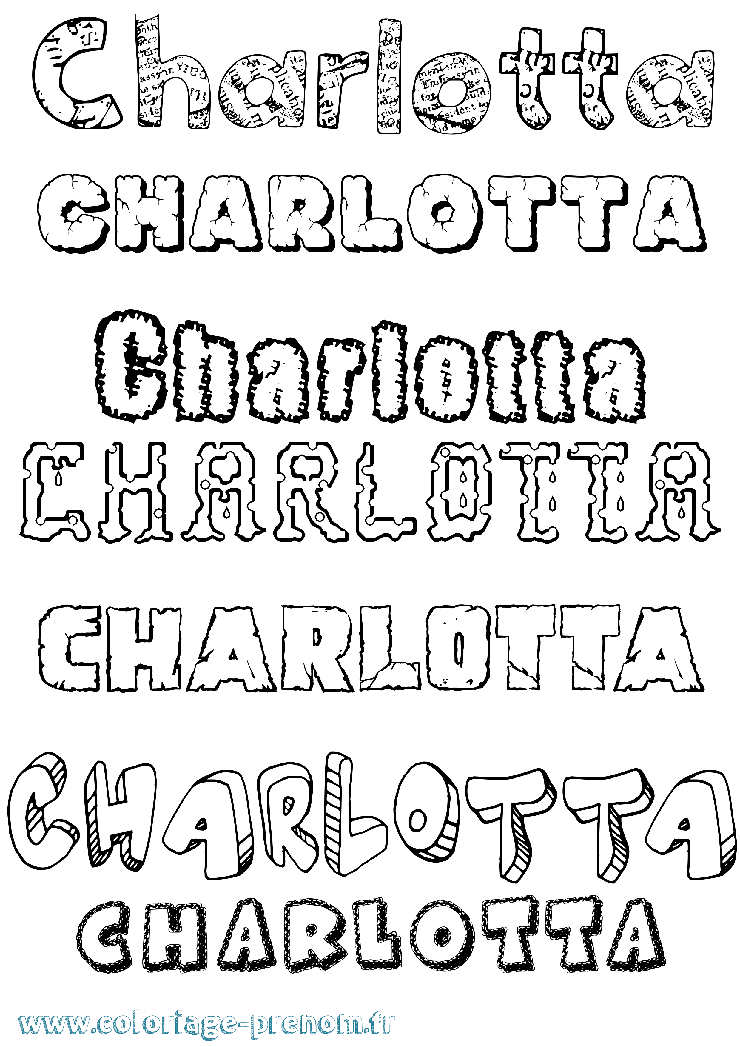 Coloriage Charlotta Destructuré Coloriage prénom Charlotta Destructuré