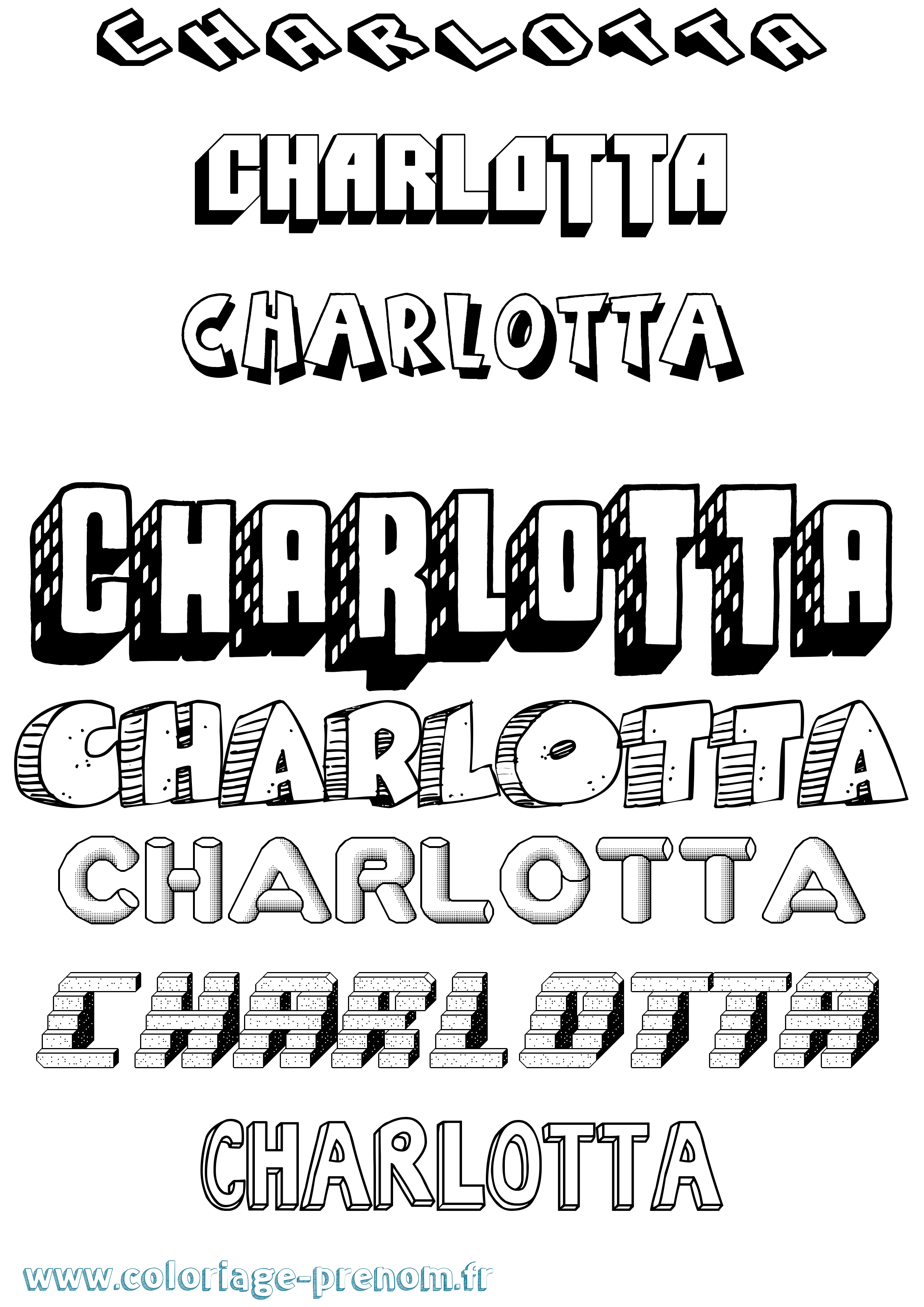 Coloriage Charlotta Effet 3D Coloriage prénom Charlotta Effet 3D