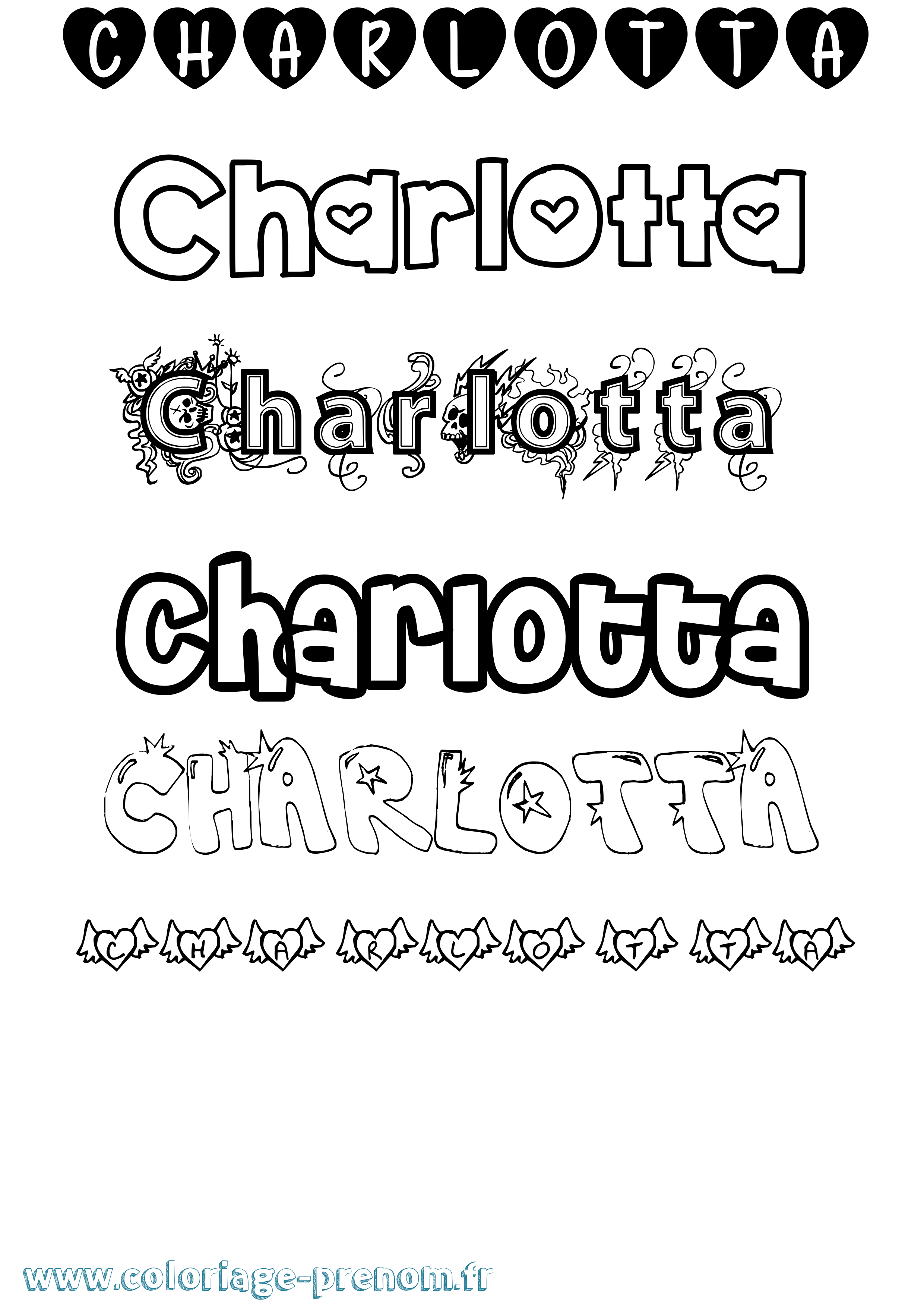 Coloriage Charlotta Girly Coloriage prénom Charlotta Girly