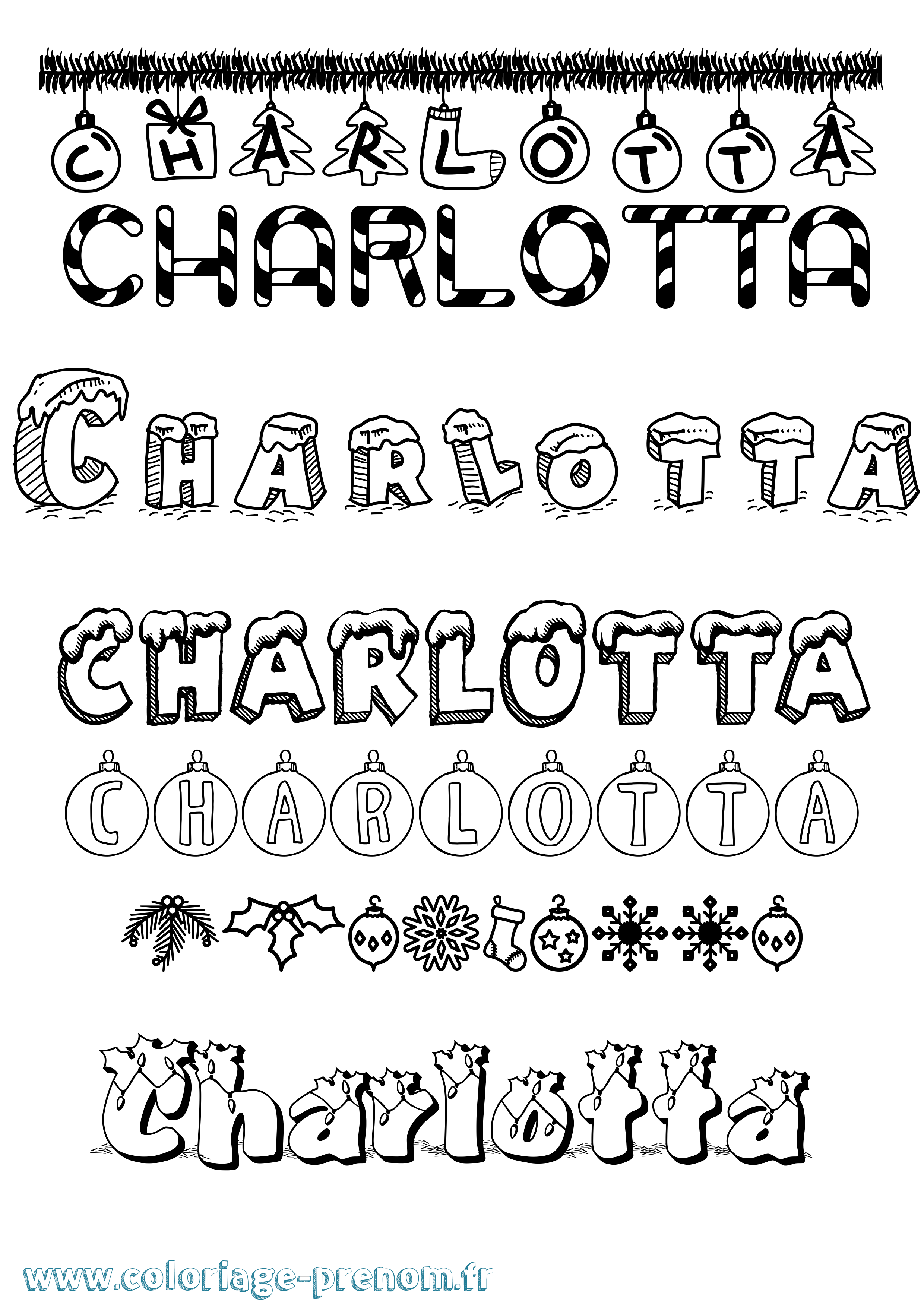 Coloriage Charlotta Noël Coloriage prénom Charlotta Noël