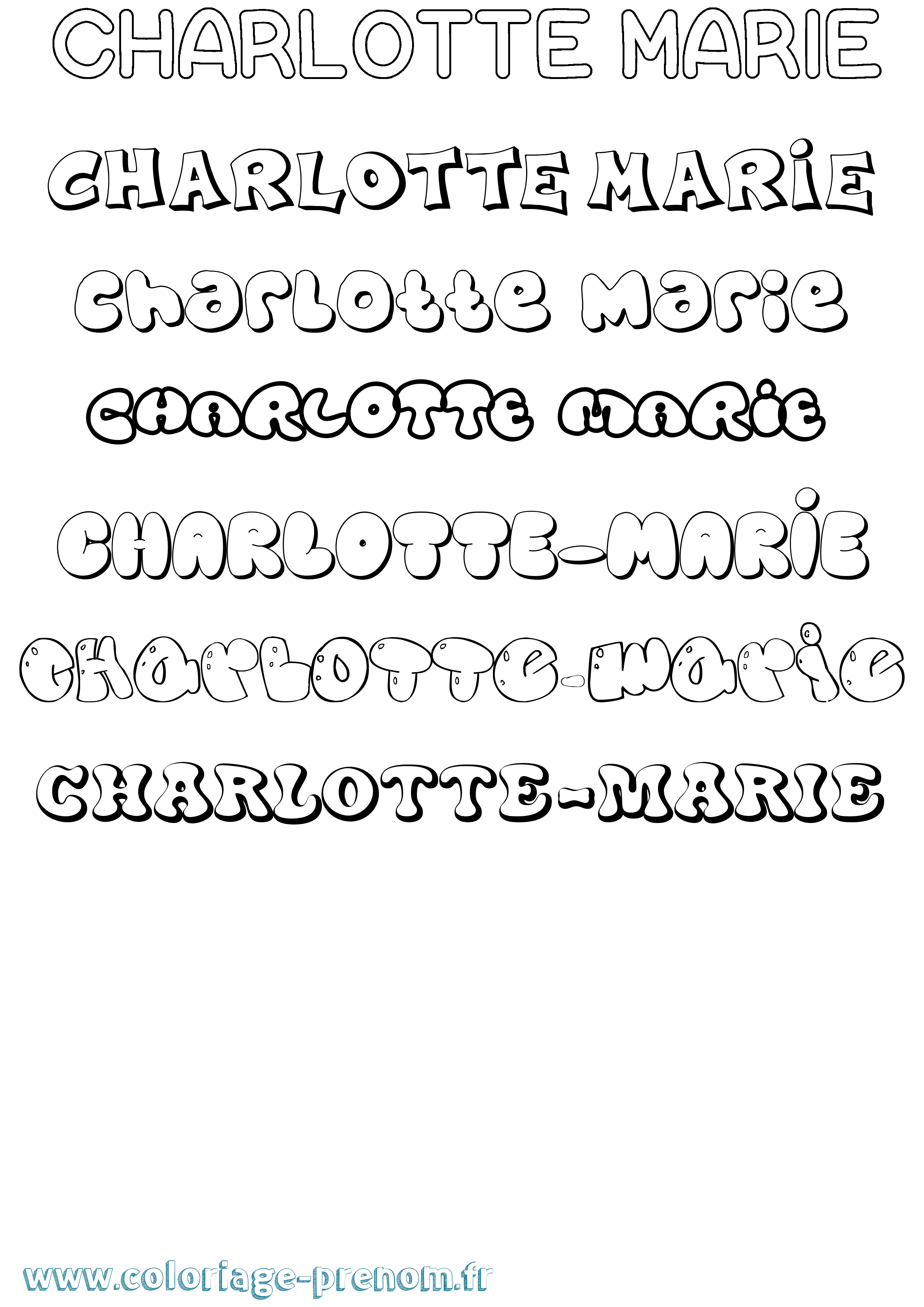 Coloriage Charlotte-Marie Bubble Coloriage prénom Charlotte-Marie Bubble