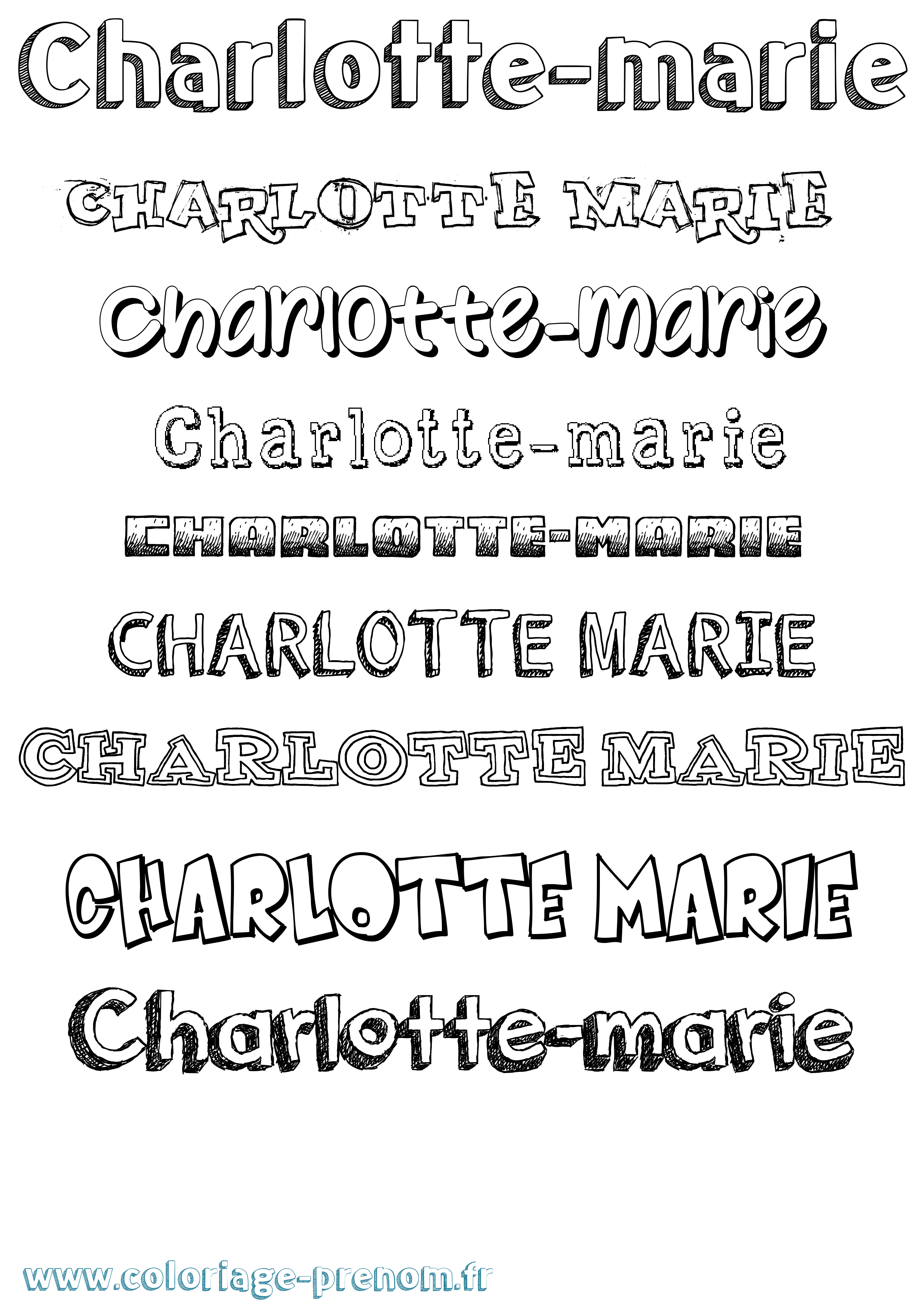 Coloriage Charlotte-Marie Dessiné Coloriage prénom Charlotte-Marie Dessiné