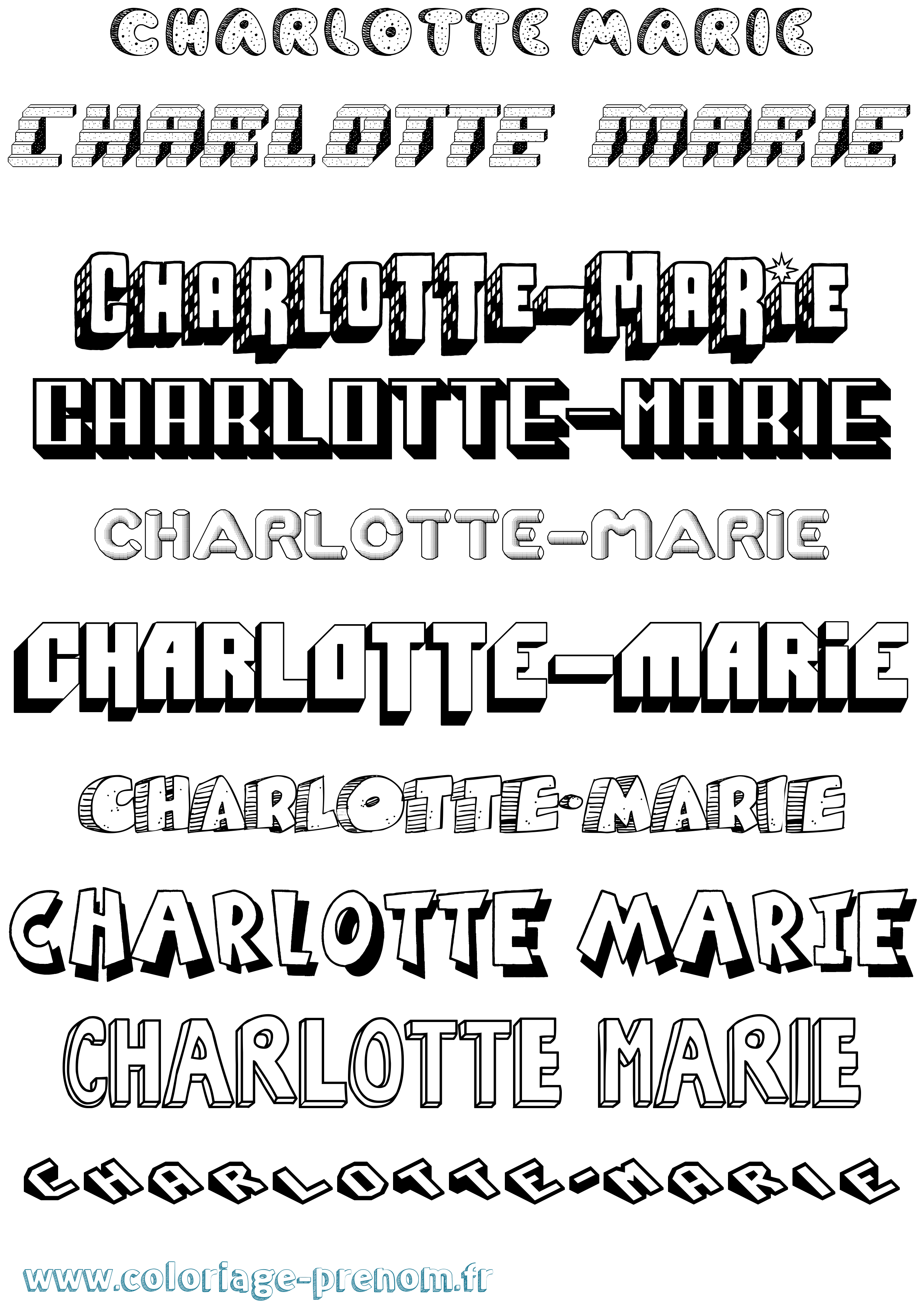 Coloriage Charlotte-Marie Effet 3D Coloriage prénom Charlotte-Marie Effet 3D