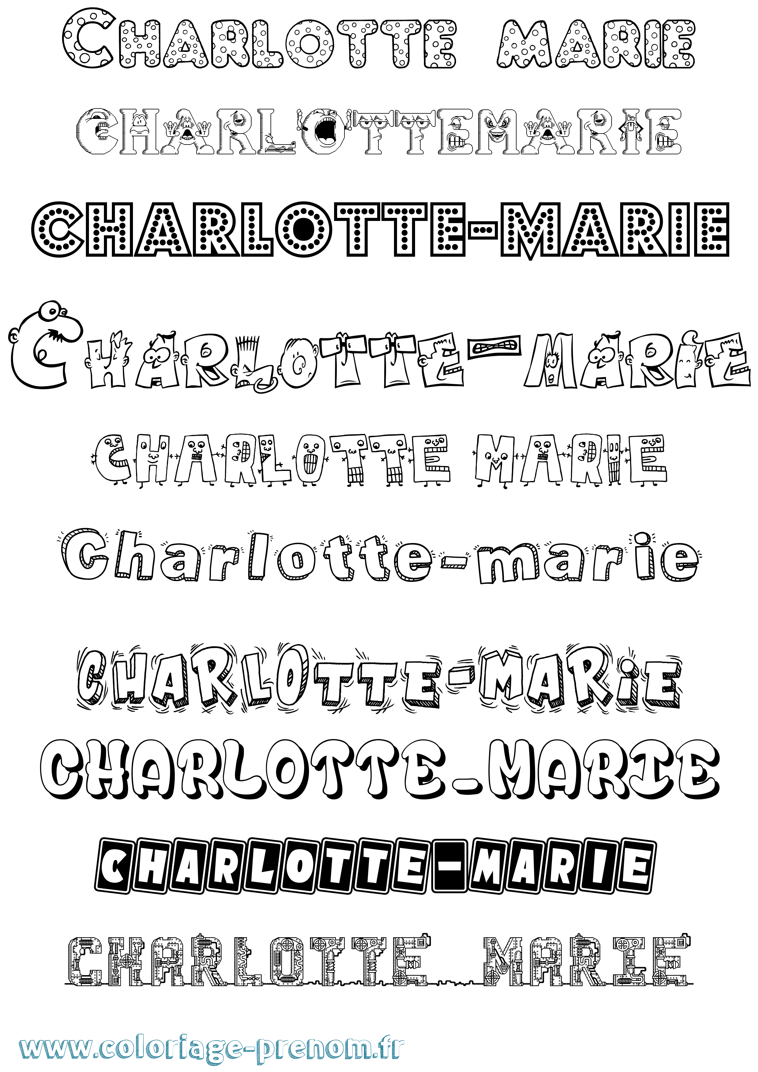 Coloriage Charlotte-Marie Fun Coloriage prénom Charlotte-Marie Fun
