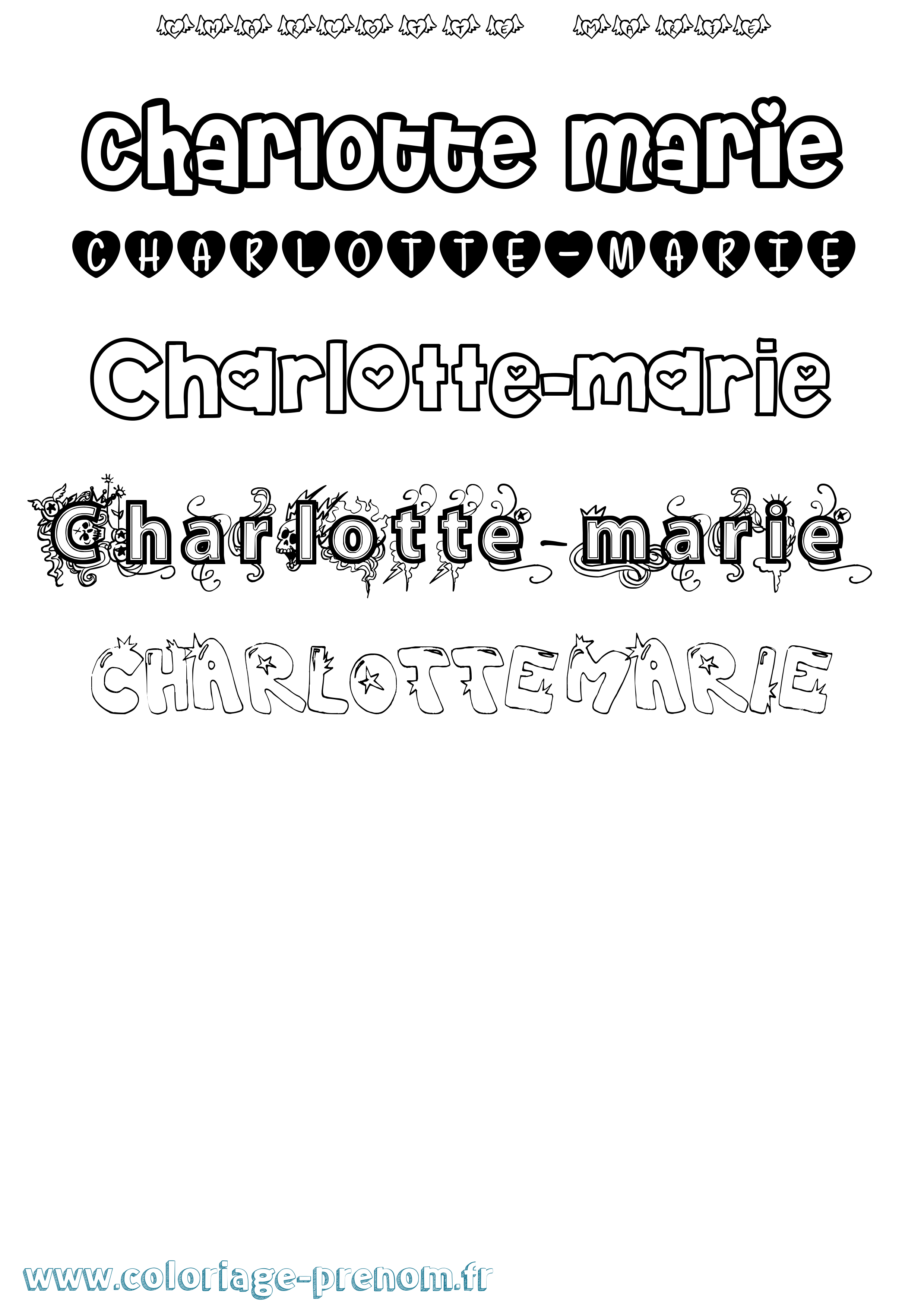 Coloriage Charlotte-Marie Girly Coloriage prénom Charlotte-Marie Girly