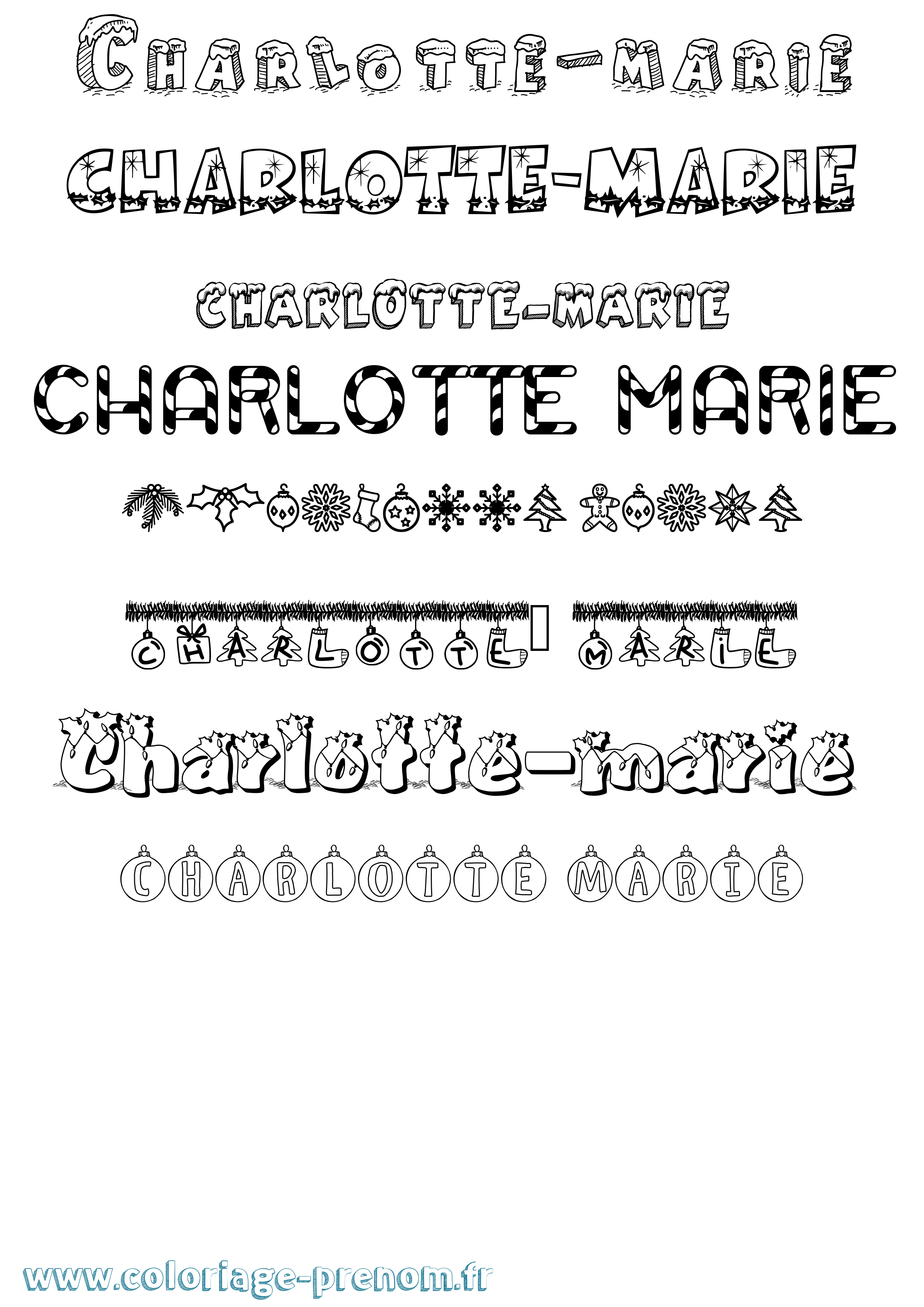 Coloriage Charlotte-Marie Noël Coloriage prénom Charlotte-Marie Noël