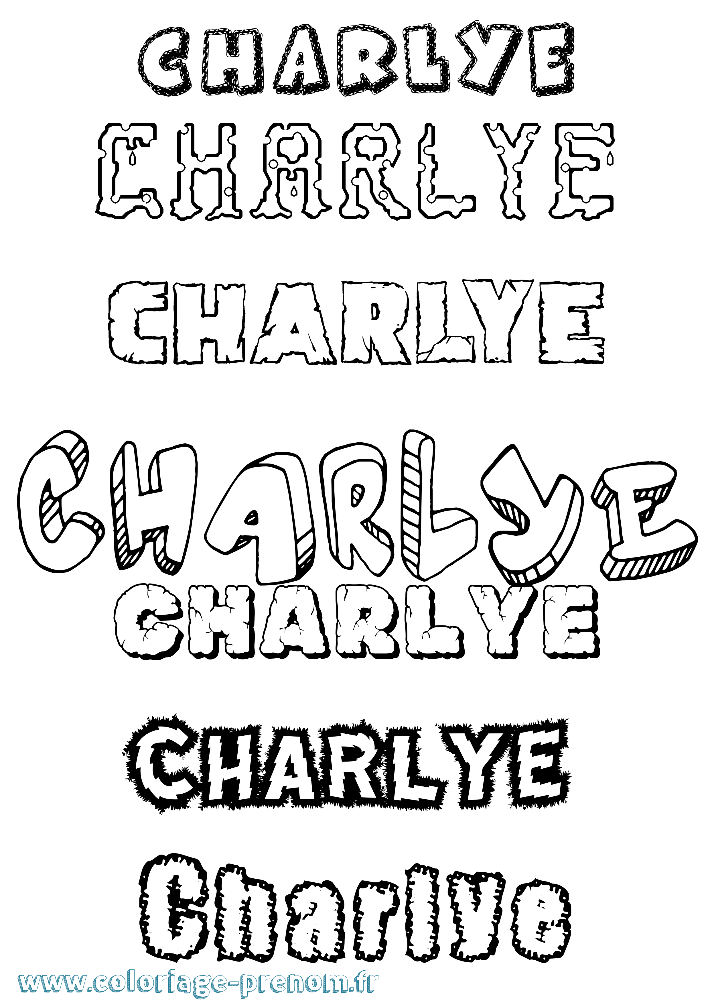 Coloriage Charlye Destructuré Coloriage prénom Charlye Destructuré