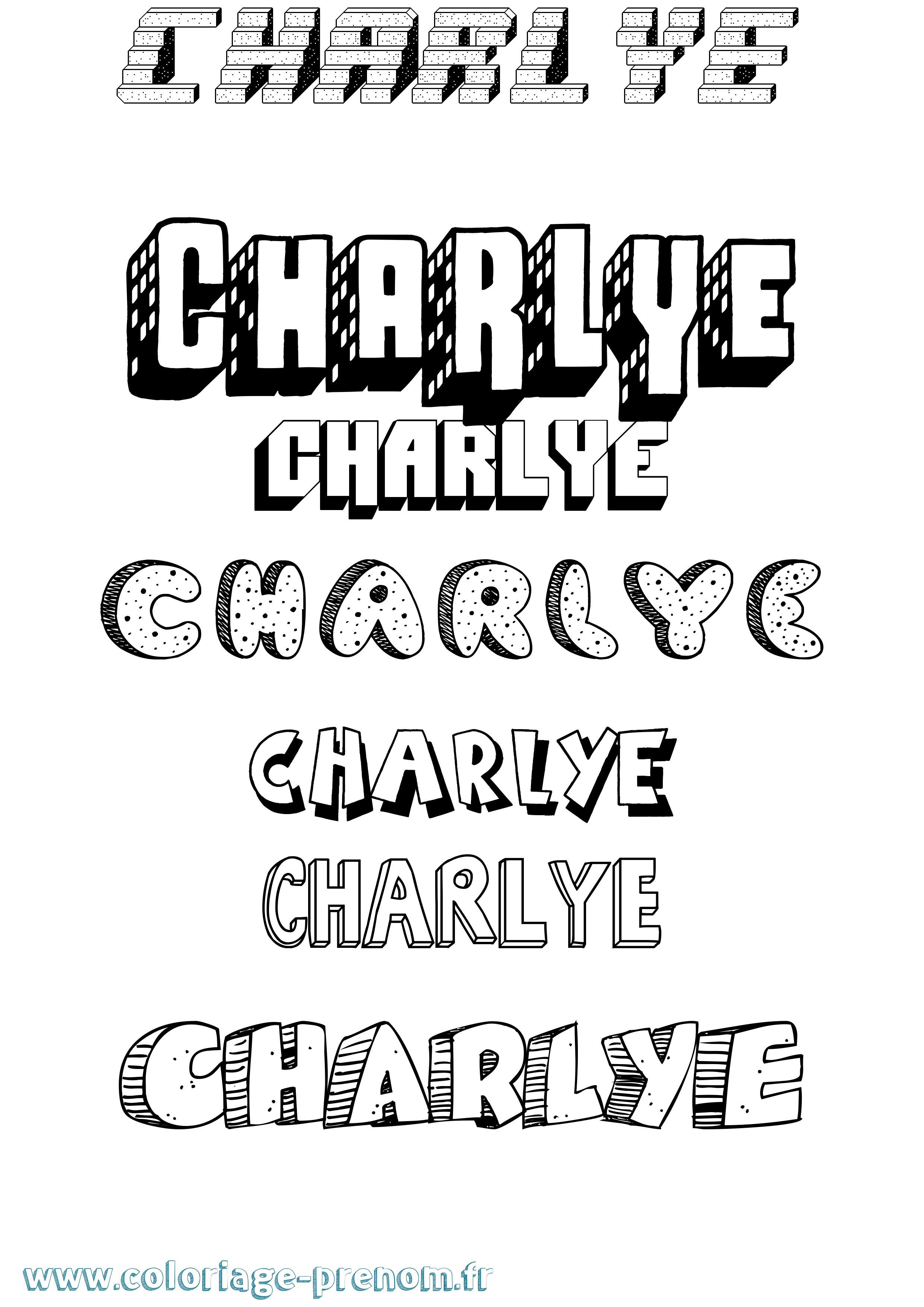 Coloriage Charlye Effet 3D Coloriage prénom Charlye Effet 3D