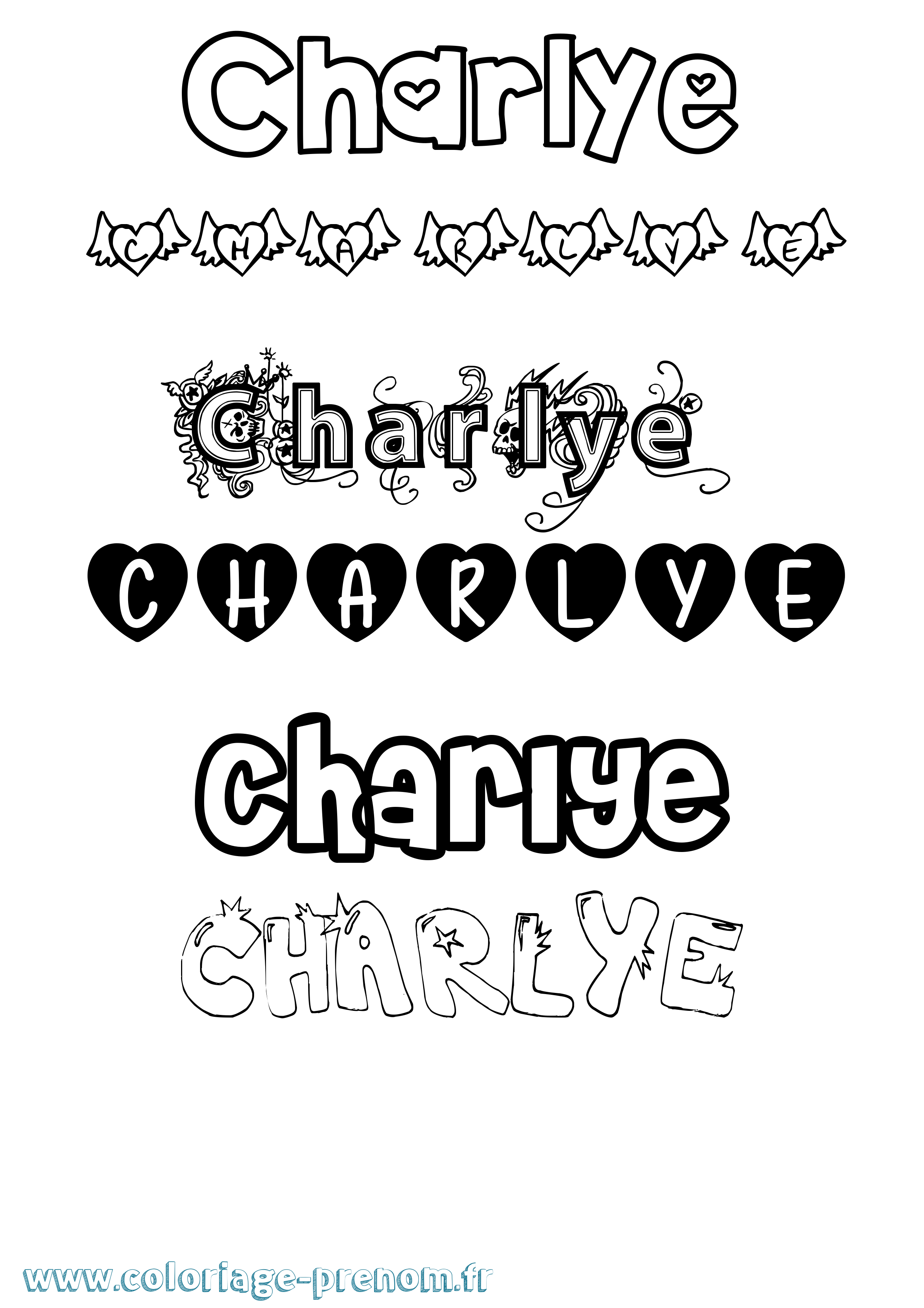 Coloriage Charlye Girly Coloriage prénom Charlye Girly