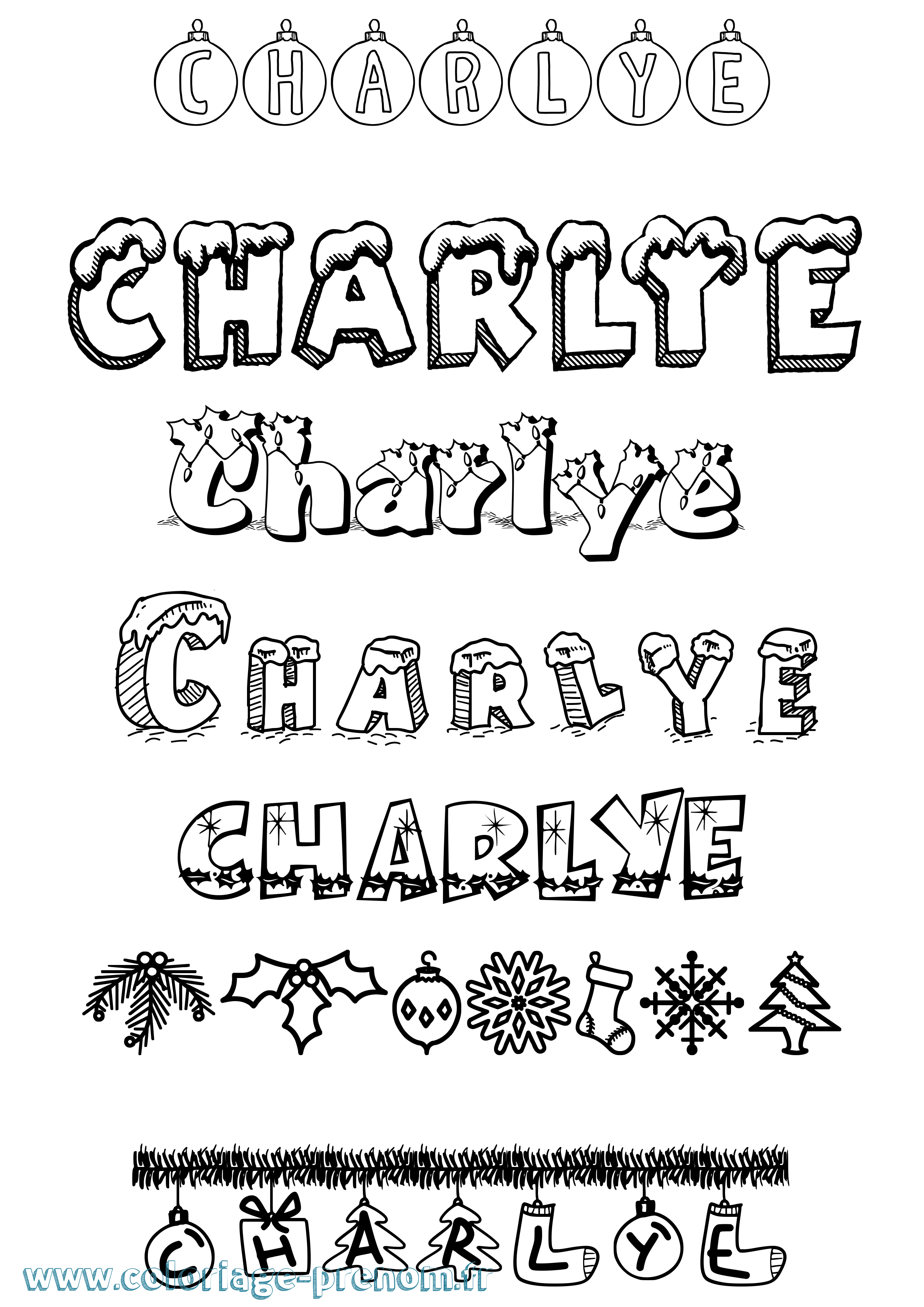 Coloriage Charlye Noël Coloriage prénom Charlye Noël