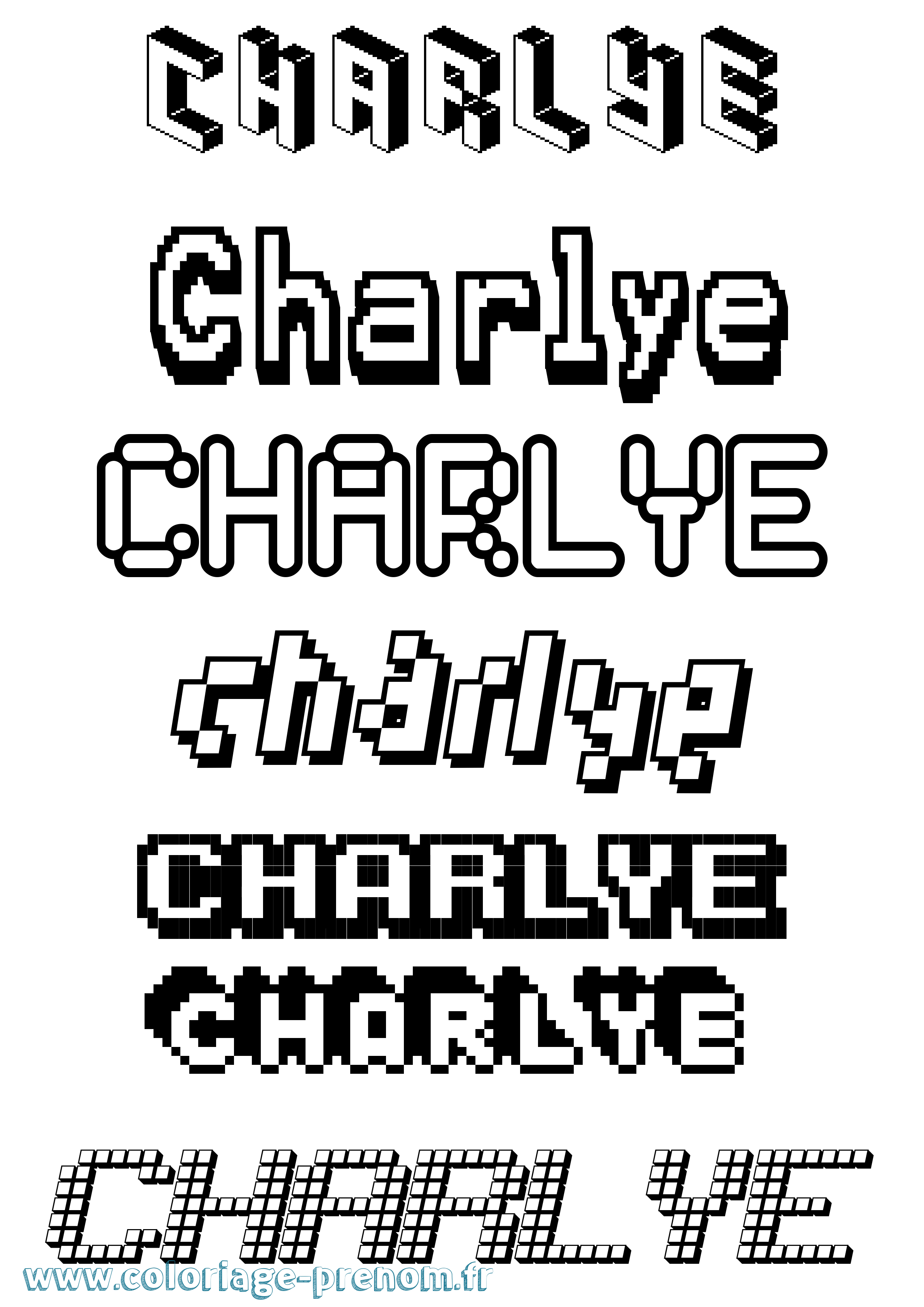 Coloriage Charlye Pixel Coloriage prénom Charlye Pixel