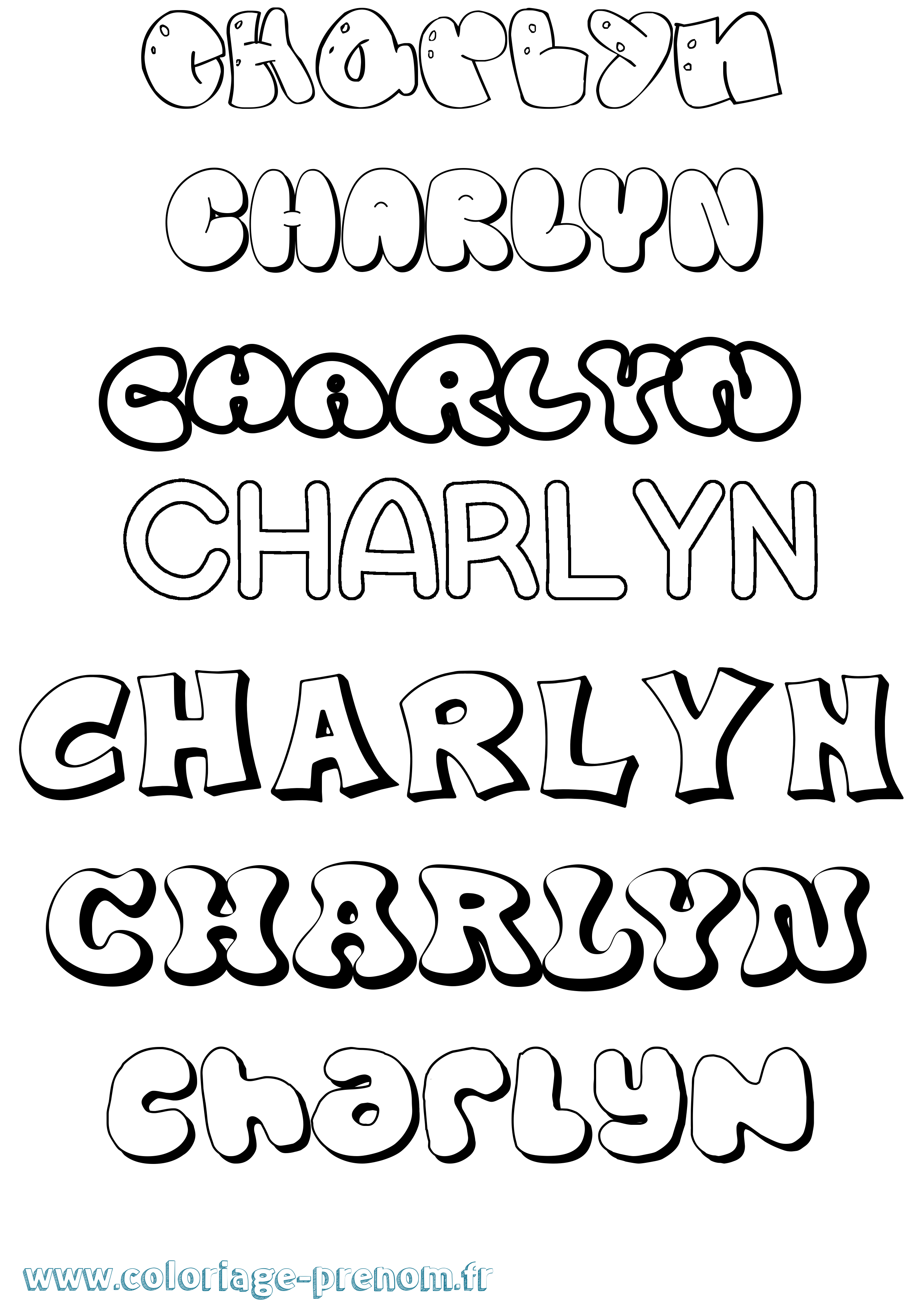Coloriage Charlyn Bubble Coloriage prénom Charlyn Bubble