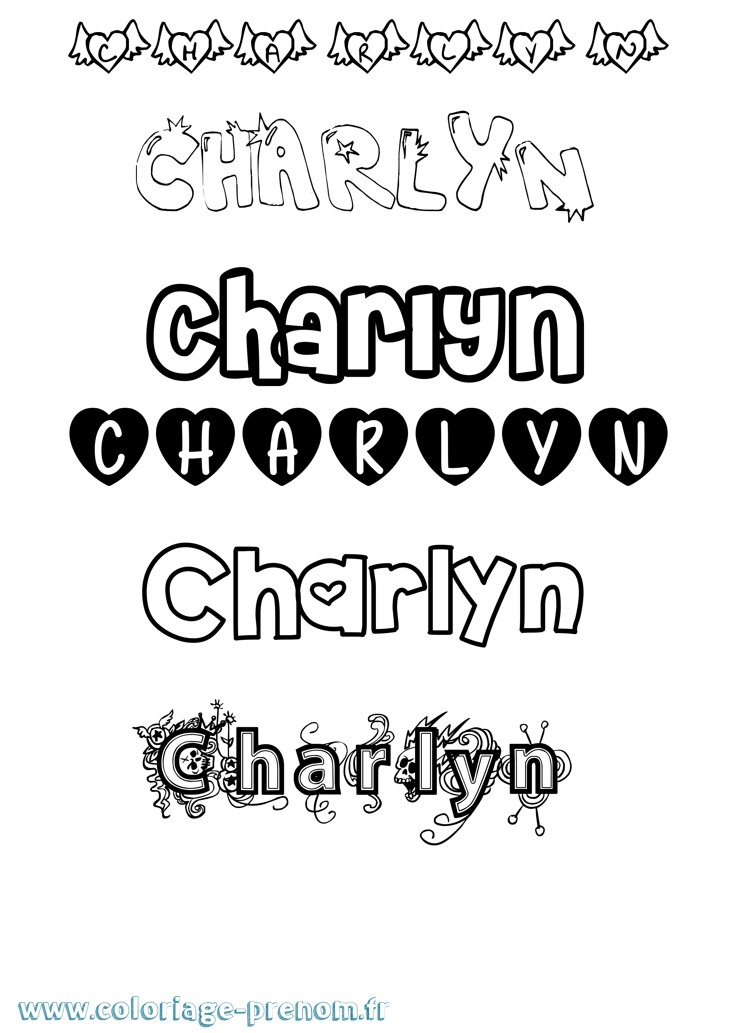Coloriage Charlyn Girly Coloriage prénom Charlyn Girly