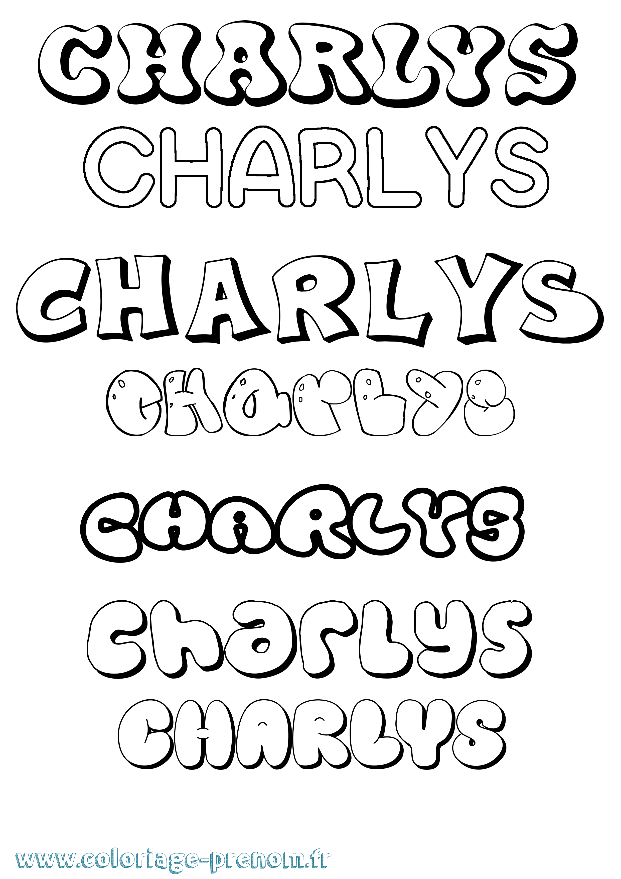 Coloriage Charlys Bubble Coloriage prénom Charlys Bubble