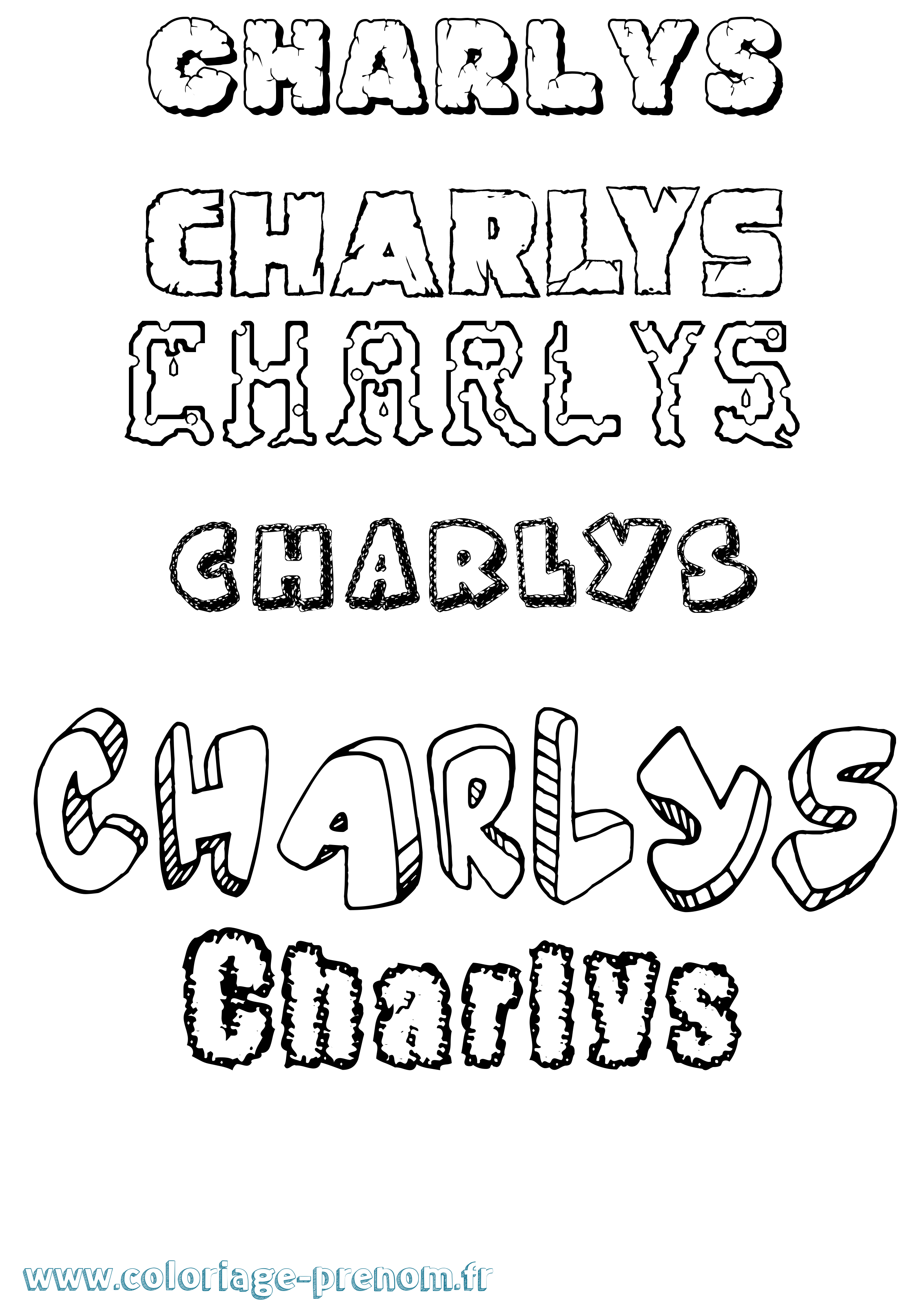 Coloriage Charlys Destructuré Coloriage prénom Charlys Destructuré