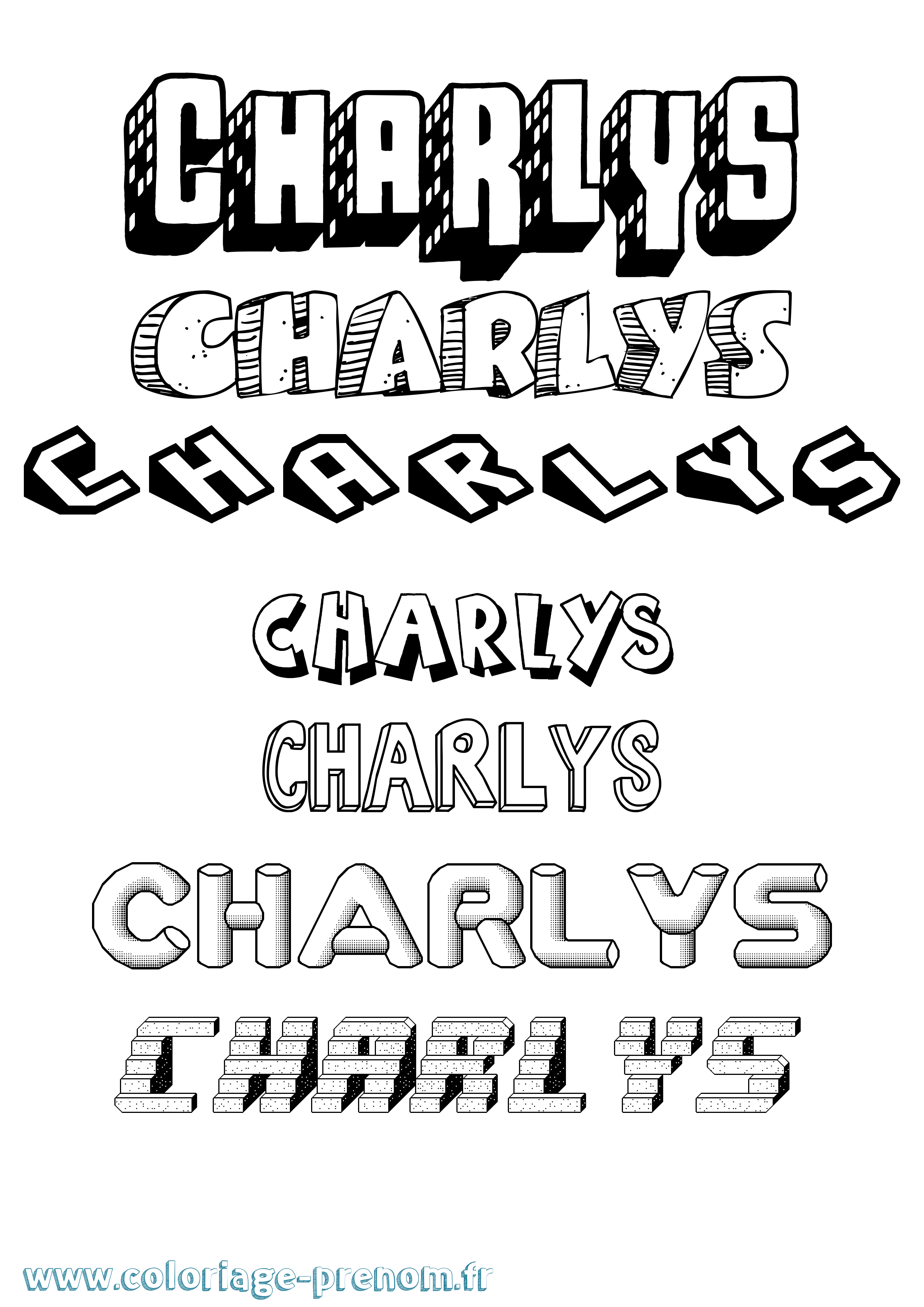 Coloriage Charlys Effet 3D Coloriage prénom Charlys Effet 3D
