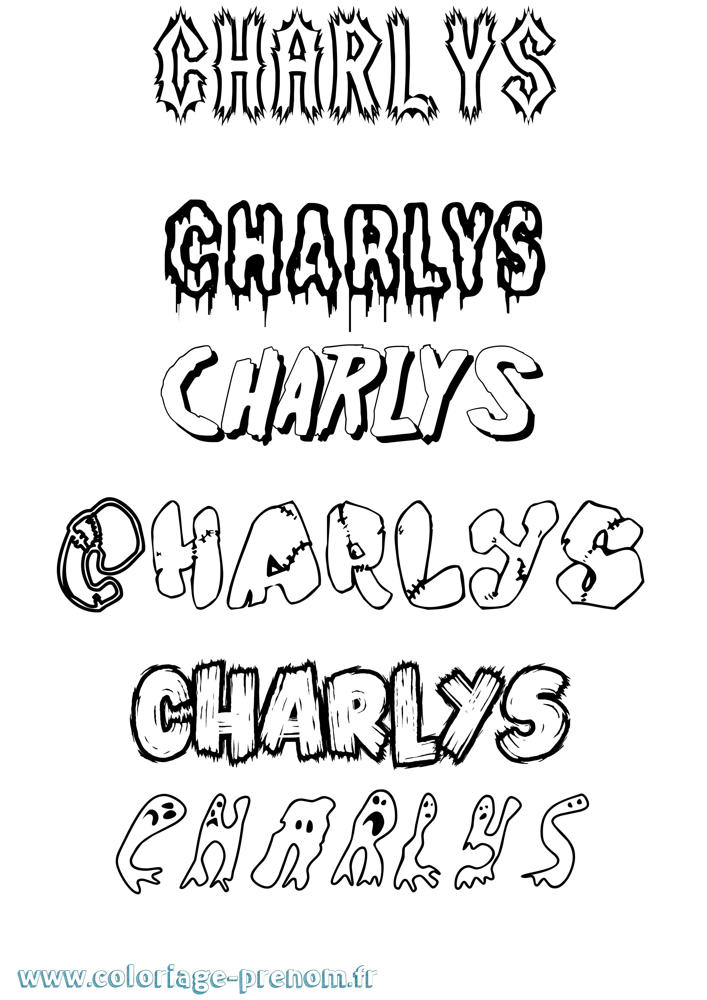 Coloriage Charlys Frisson Coloriage prénom Charlys Frisson