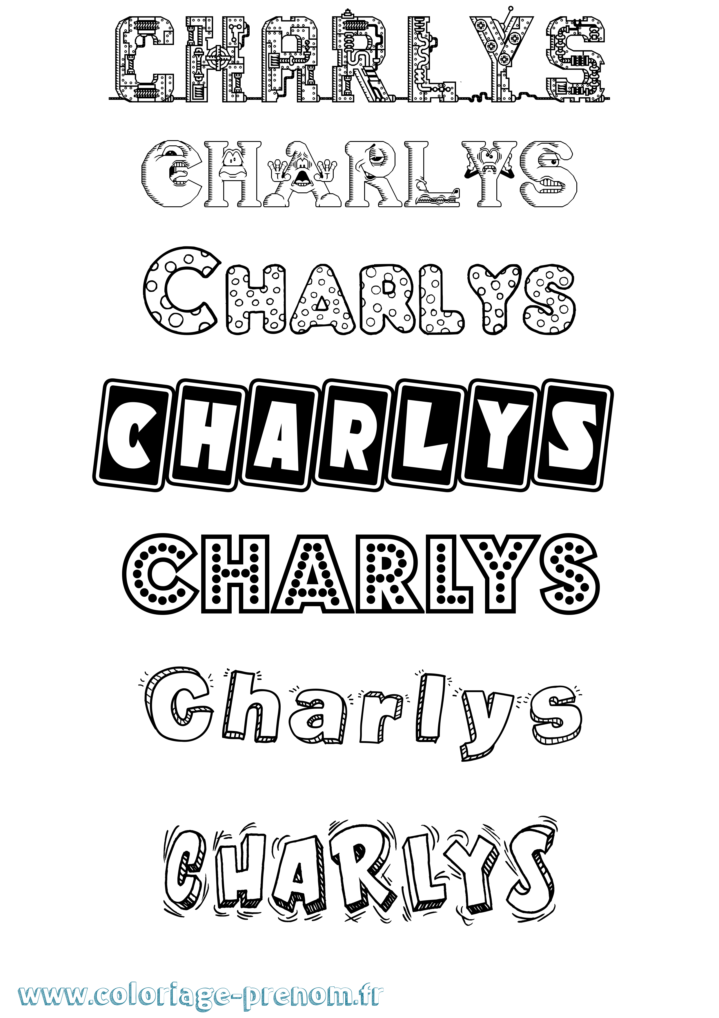 Coloriage Charlys Fun Coloriage prénom Charlys Fun