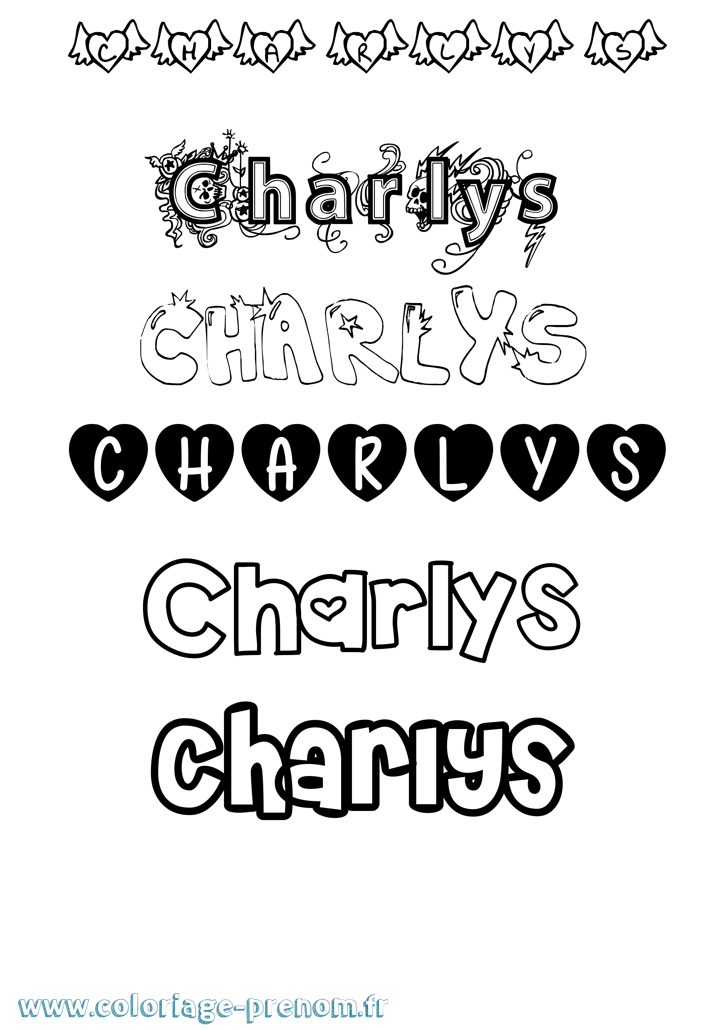 Coloriage Charlys Girly Coloriage prénom Charlys Girly