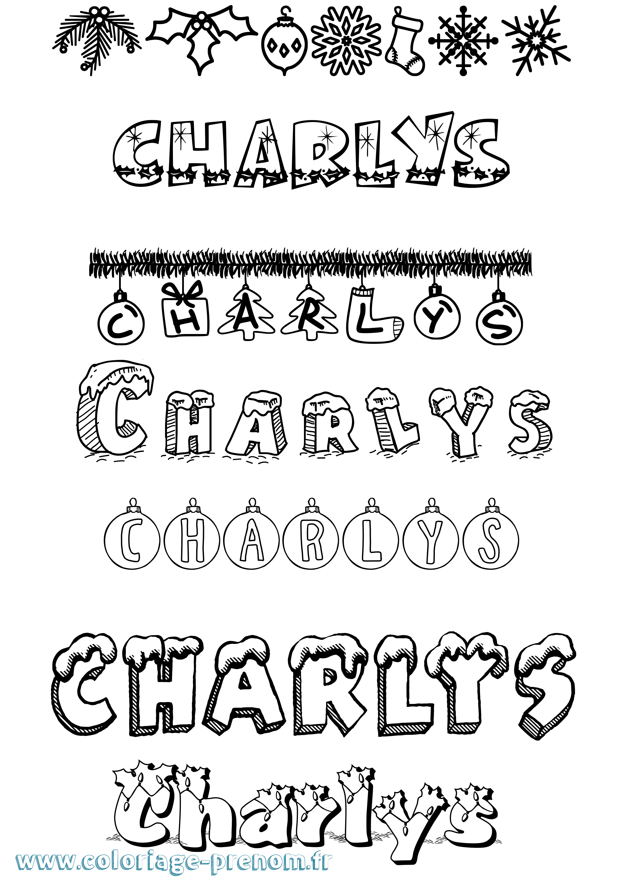 Coloriage Charlys Noël Coloriage prénom Charlys Noël