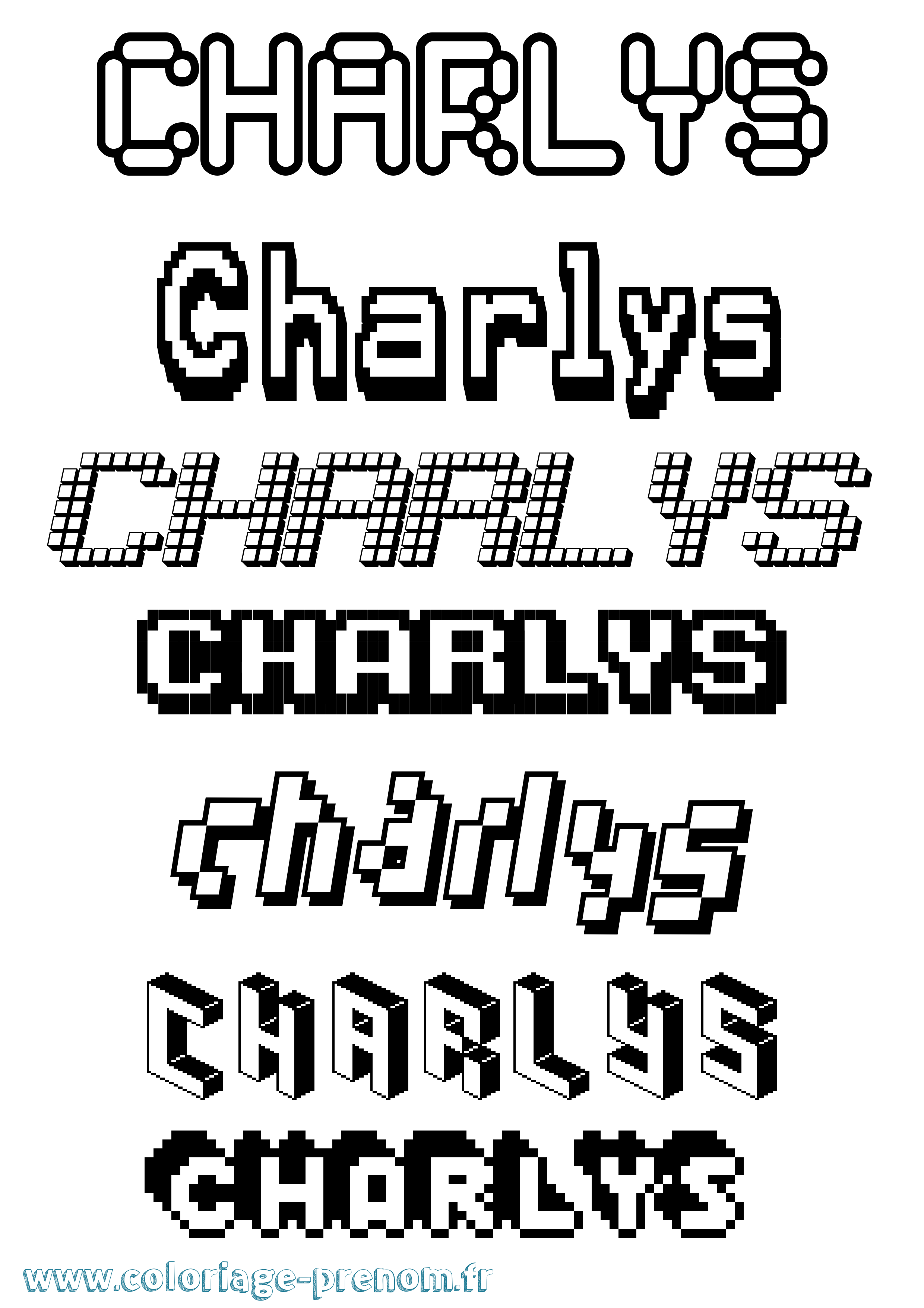 Coloriage Charlys Pixel Coloriage prénom Charlys Pixel